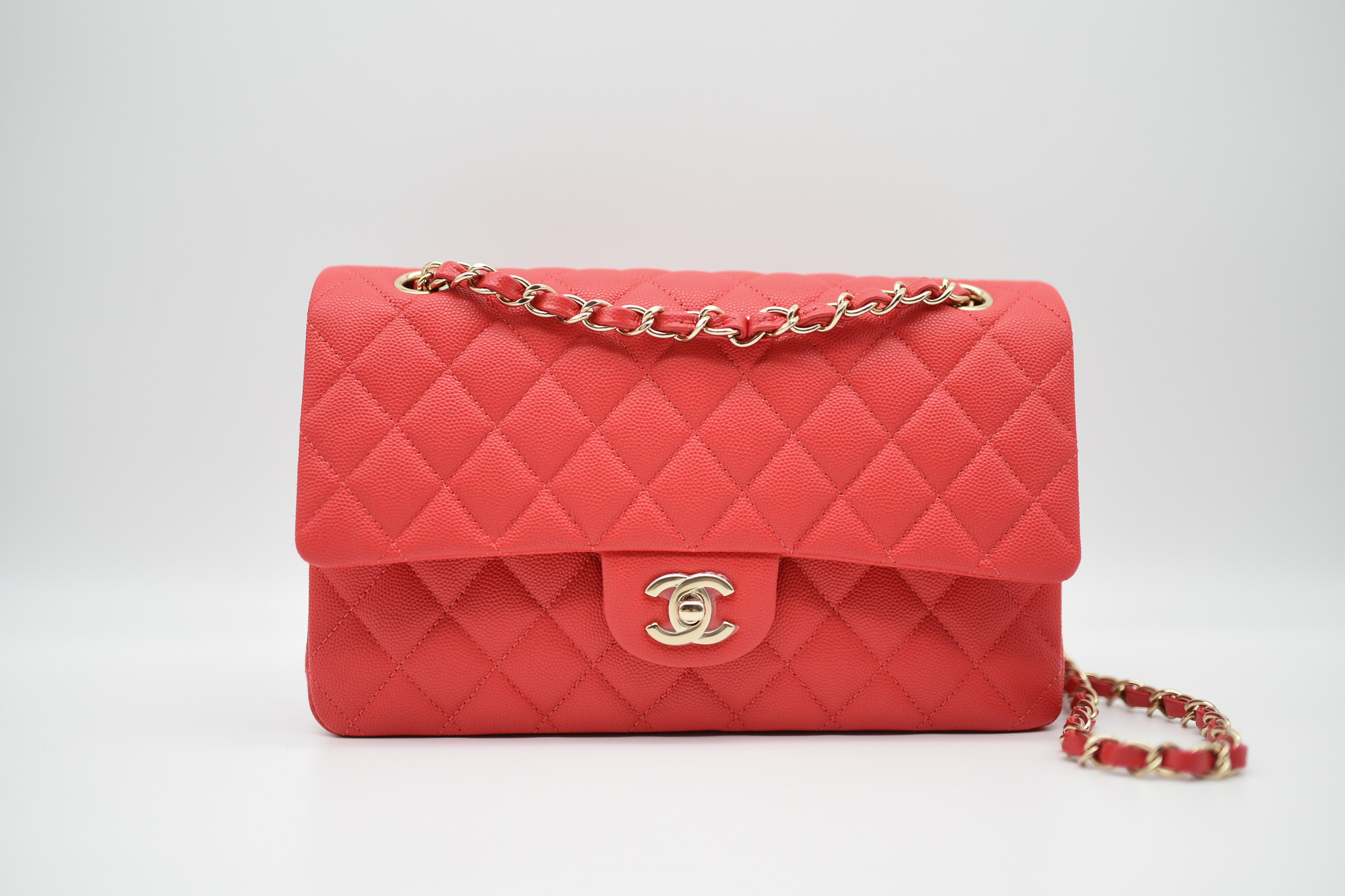 Chanel Classic Medium Flap, 22S Red Caviar with Gold Hardware, New in Box  GA006