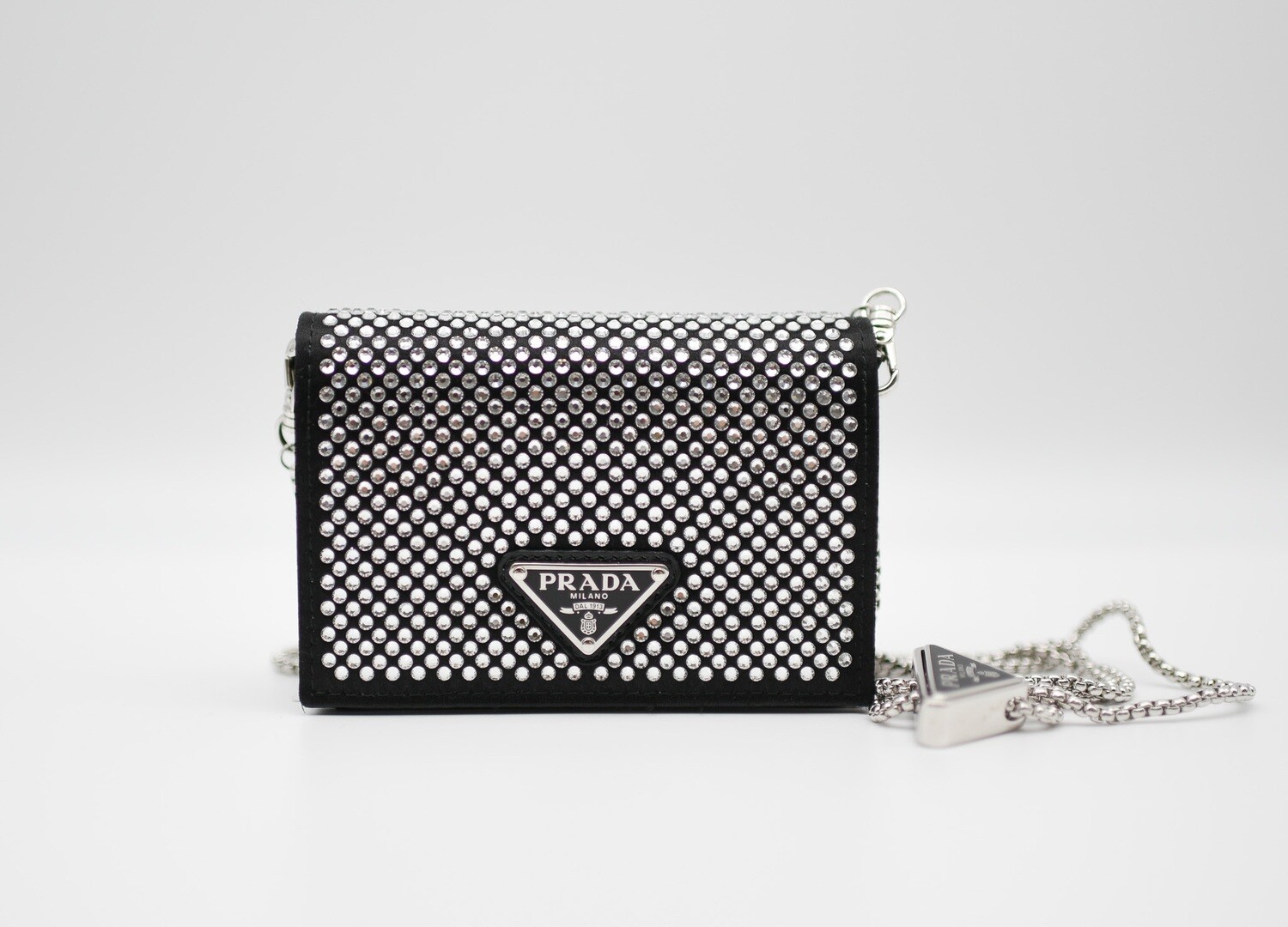 Prada Cardholder with Shoulder Strap and Crystals, New in Box
