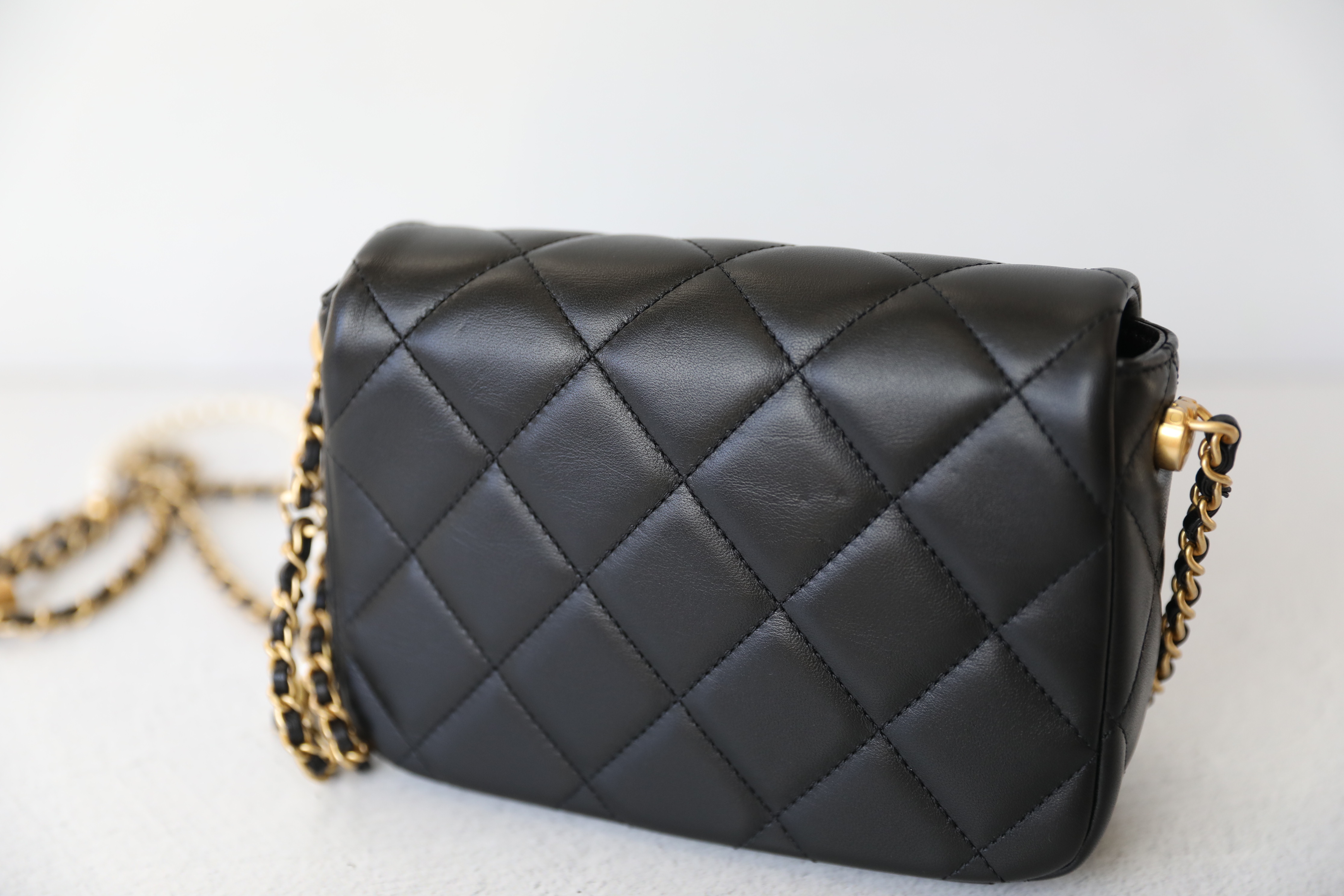 Chanel My Perfect Flap Mini, Black Lambskin with Gold and Pearl Hardware,  Preowned in Box WA001