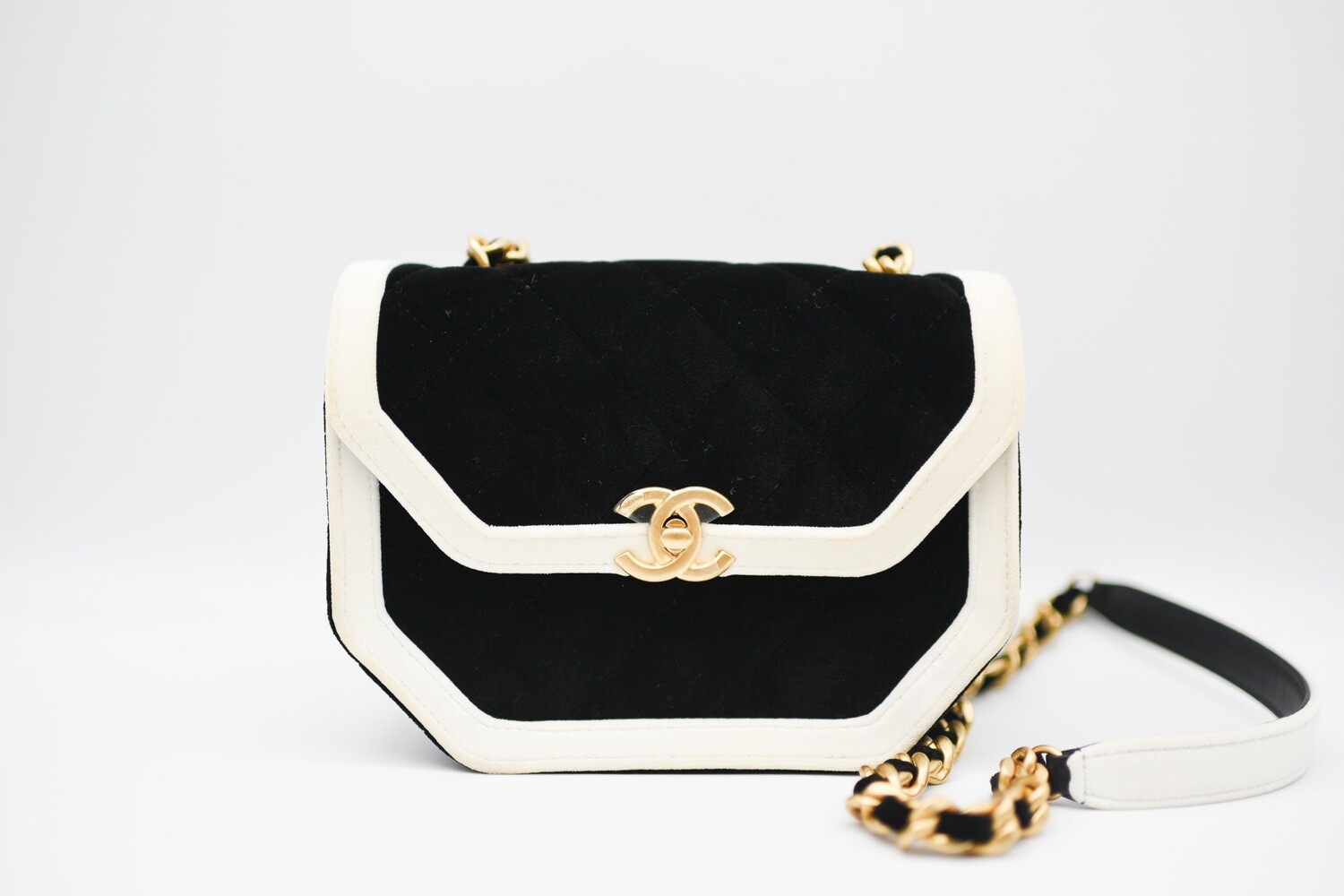 Chanel Seasonal Flap Bag, Black and White Velvet with Gold Hardware,  Preowned in Box, GA006 - Julia Rose Boston