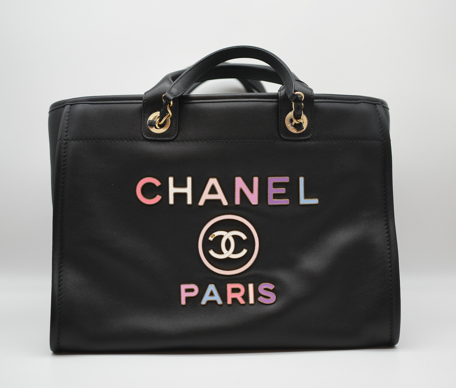 Chanel Deauville Large, Black Leather with Gold Hardware, New in Dustbag  GA006