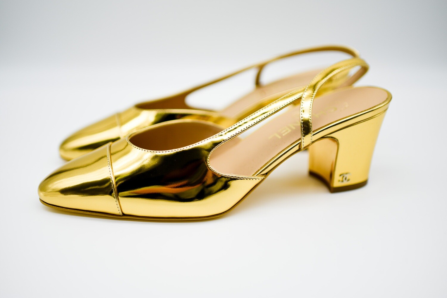 Chanel Slingback, Gold, Size 40, New in Box GA006