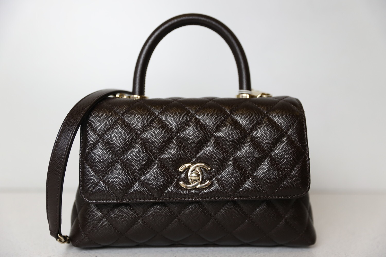 Chanel Coco Handle Mini, Brown Caviar with Gold Hardware, Preowned in Box WA001