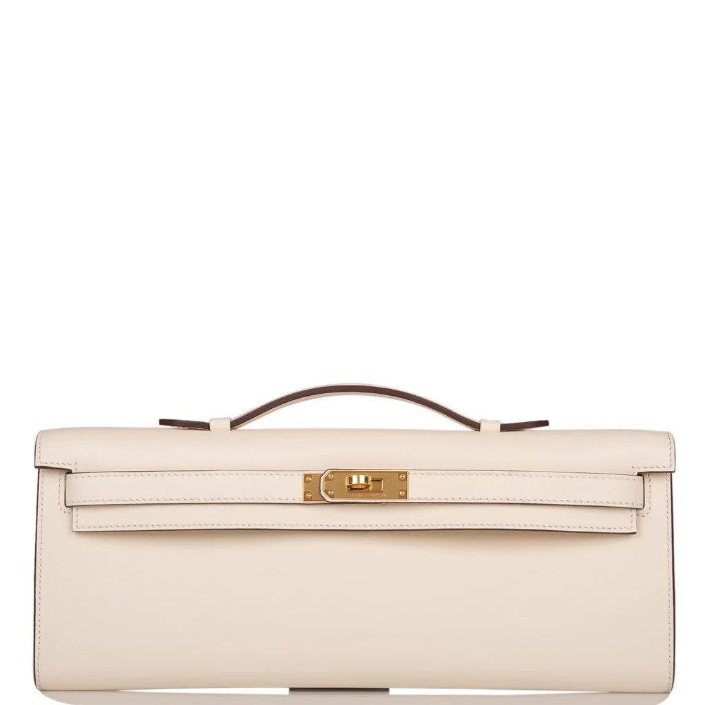 Hermes Kelly Cut Clutch Nata Swift Leather, Gold Hardware, New In Box P