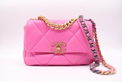 Chanel 19 Small/Medium, Hot Pink, Preowned in Dustbag