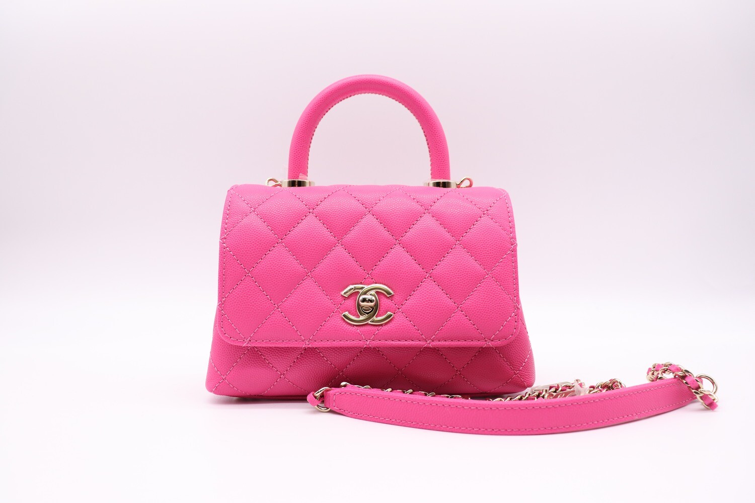 Chanel Coco Handle Mini 22K Pink Caviar Leather, Gold Hardware, New in Box
