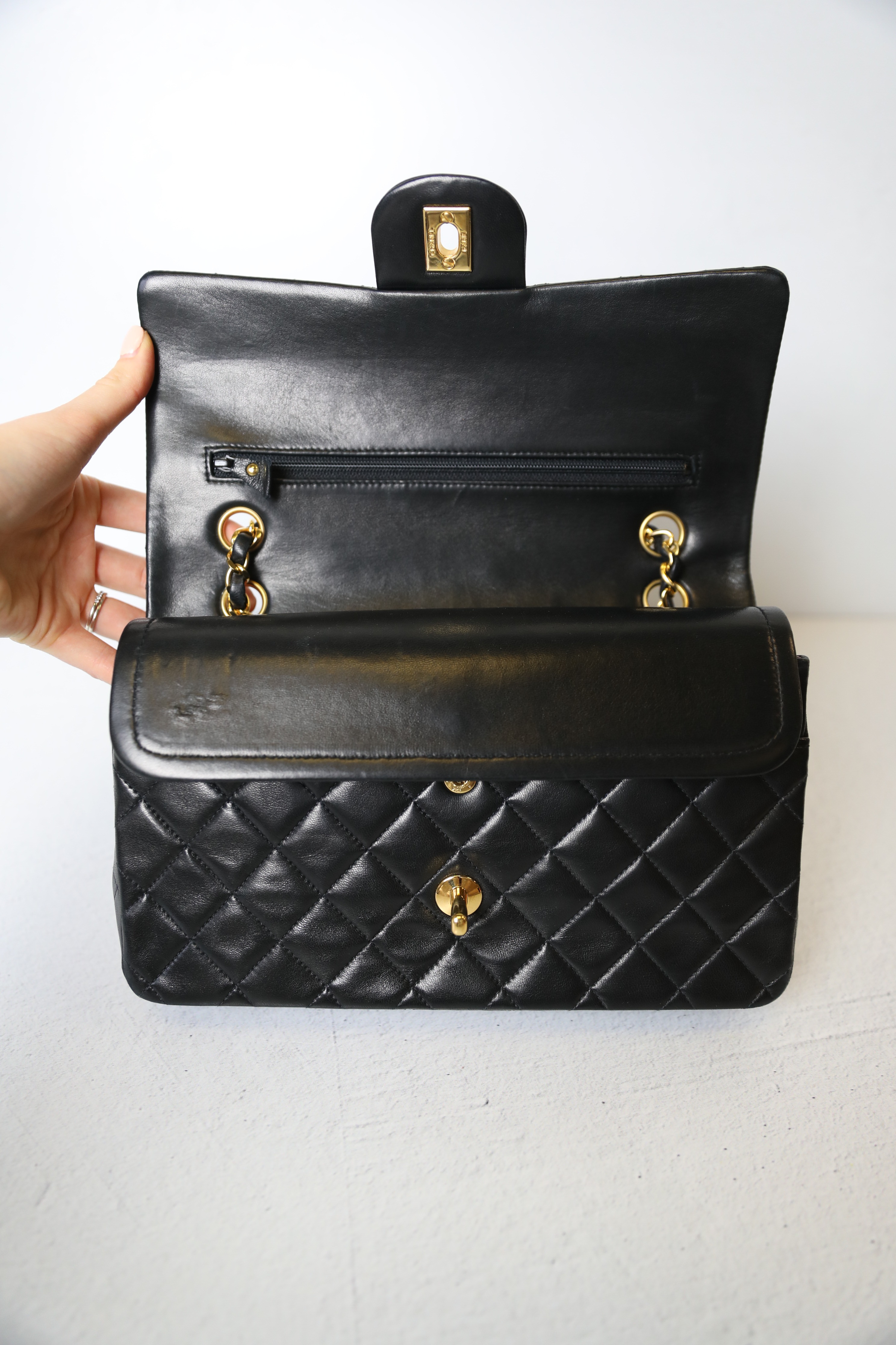 Chanel Vintage Medium Flap, Black Lambskin with Gold Hardware, Preowned No  Dustbag WA001 - Julia Rose Boston