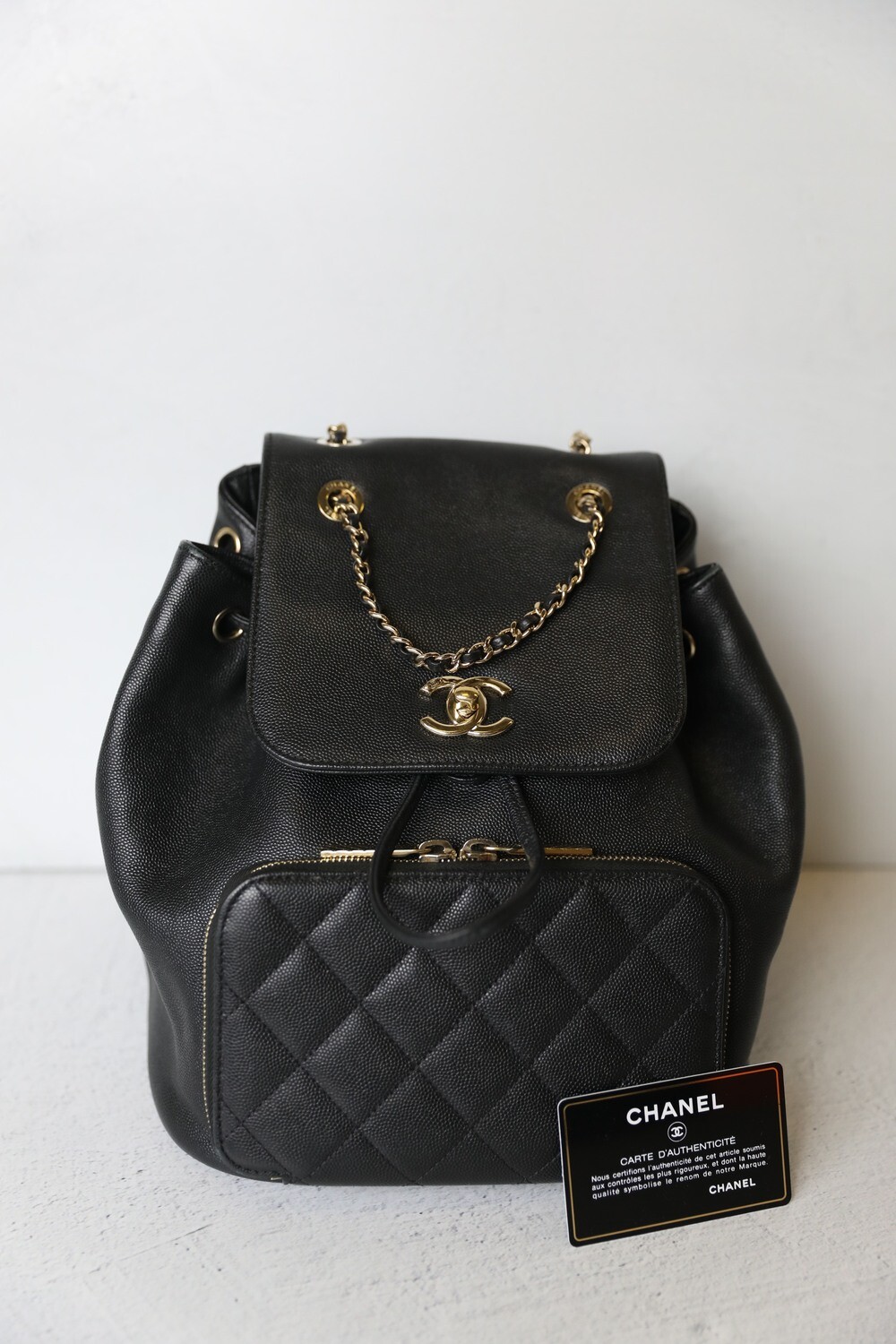 Chanel Business Affinity Backpack, Black Caviar with Gold Hardware, Preowned in Box WA001
