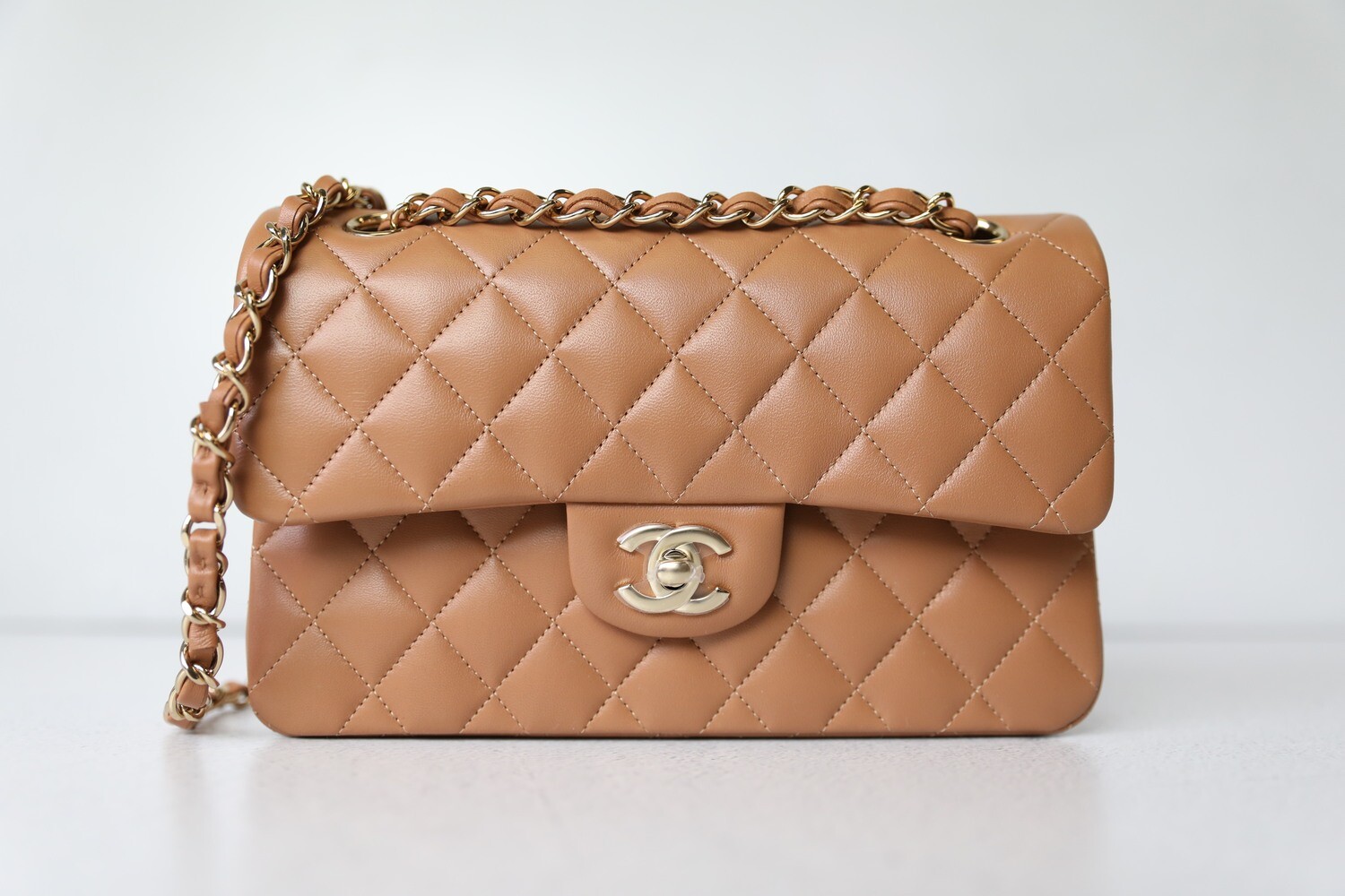 Chanel Classic Small, 22S Caramel Lambskin with Gold Hardware, Preowned in  Box WA001