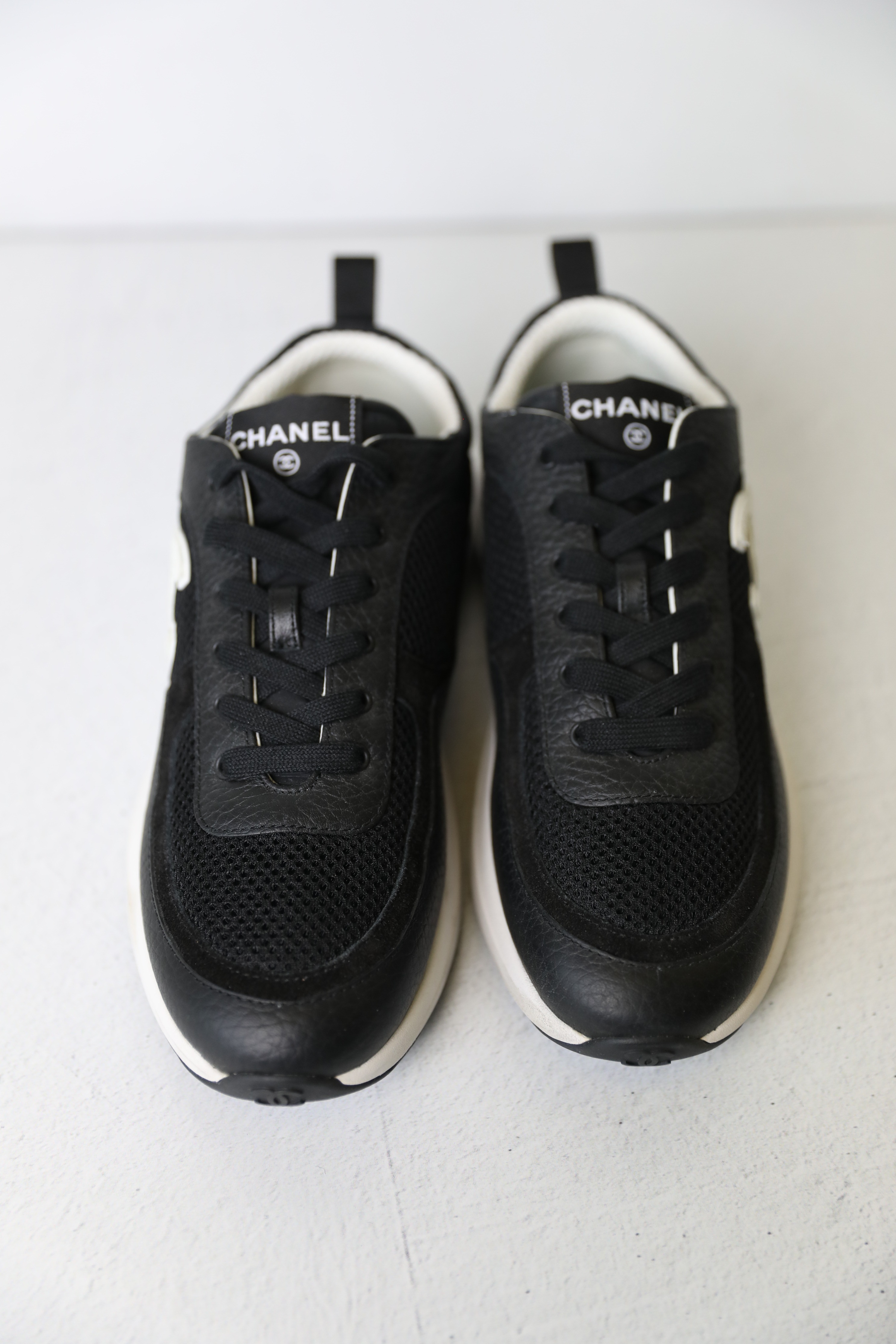 Chanel Sneakers, Black and White, Size 40, New in Box WA001