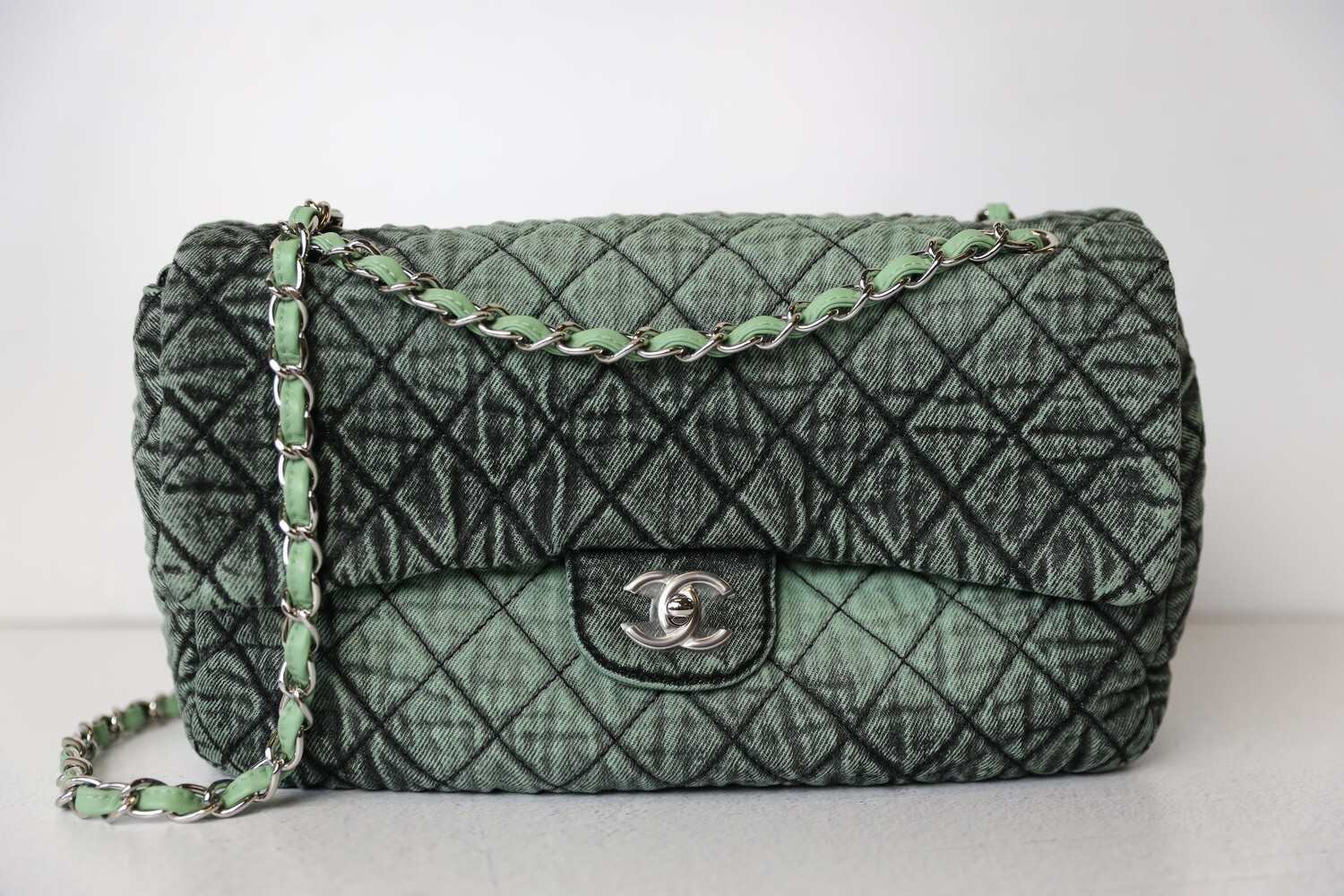 Green denim chanel bag new arrivals