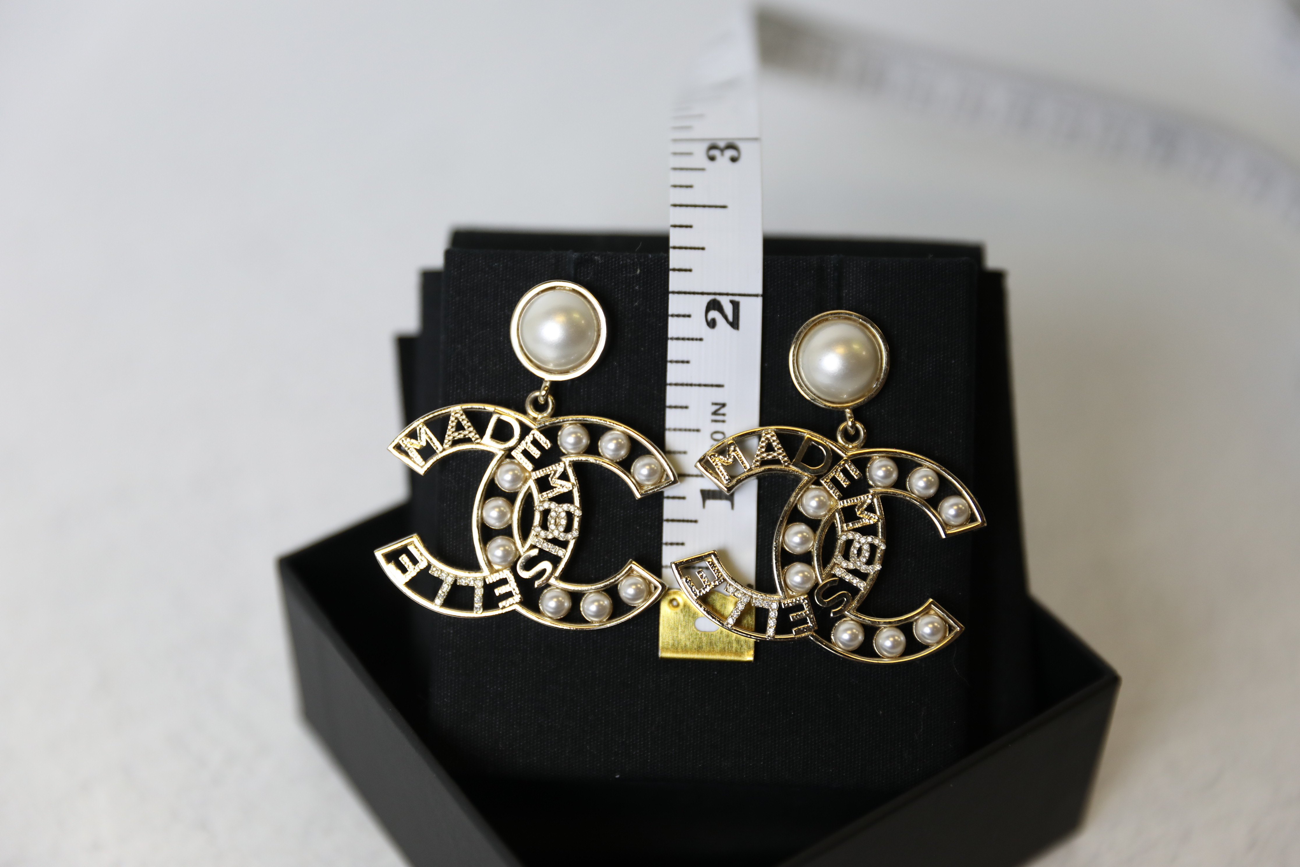 Chanel Mademoiselle Large Pearl and CC Earrings, New in Box WA001