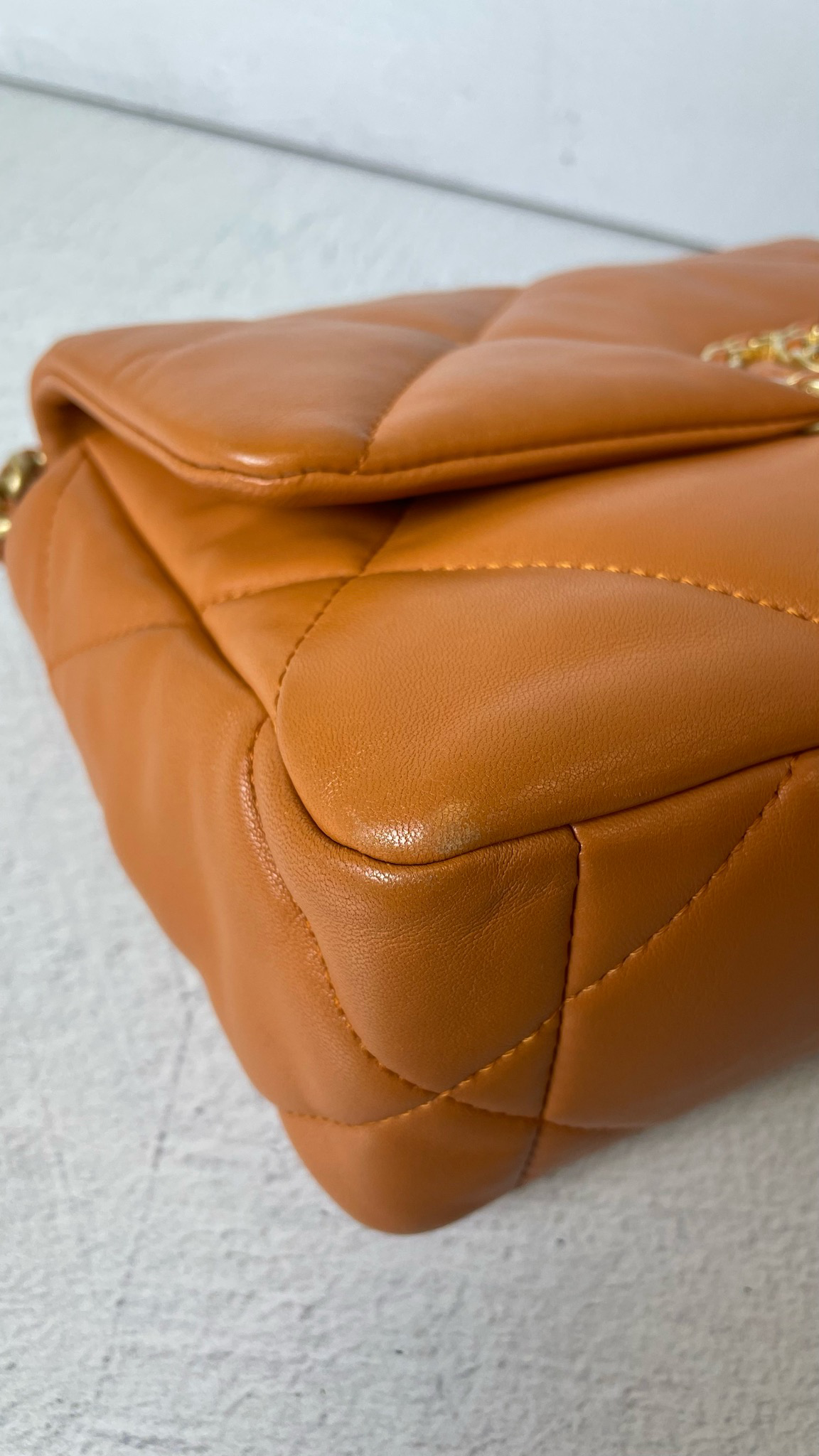 Chanel 19 Small, 21A Pumpkin Caramel Lambskin Leather, Preowned in Box WA001  - Julia Rose Boston
