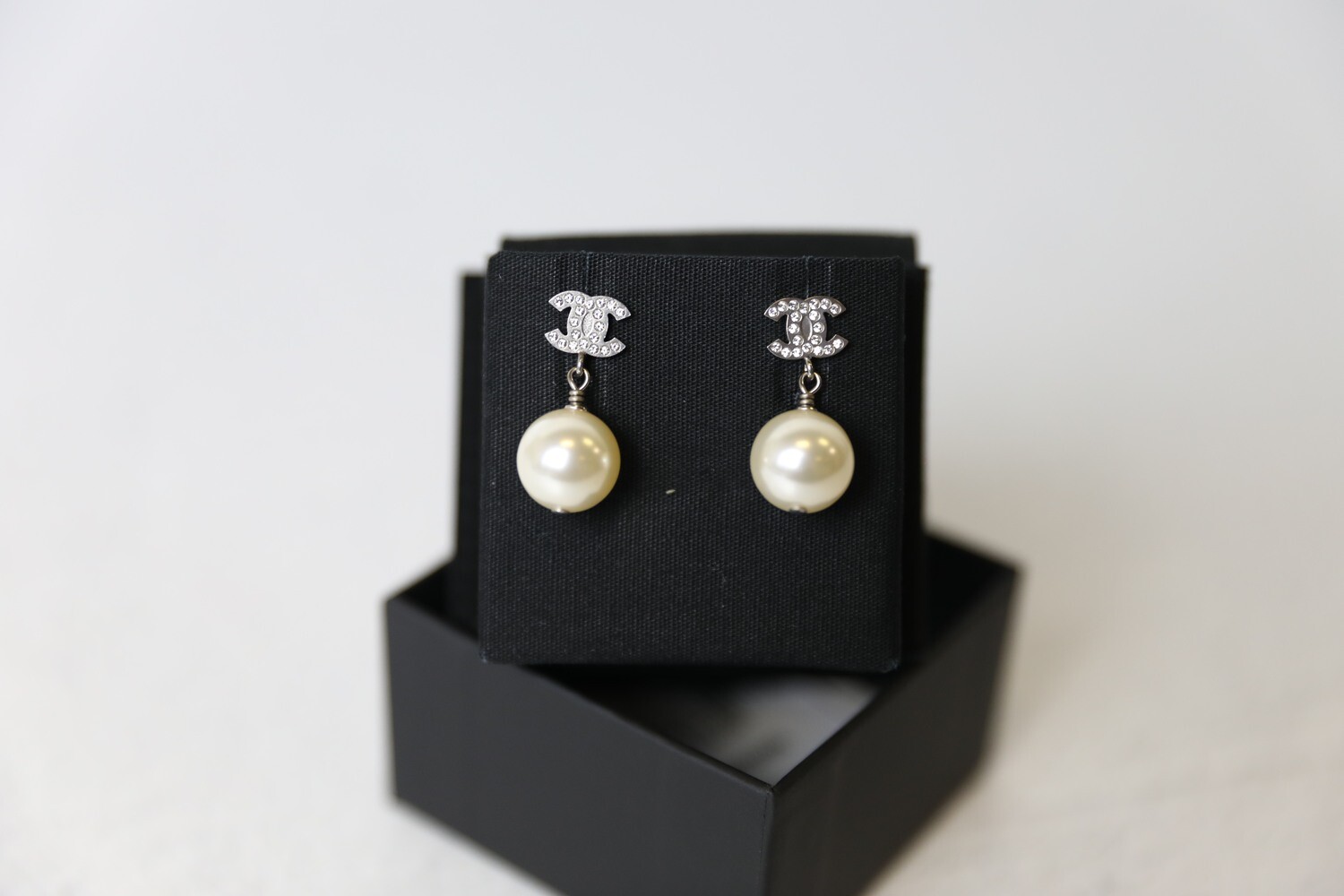 Chanel Pearl Drop Earrings with Crystals, New in Box WA001