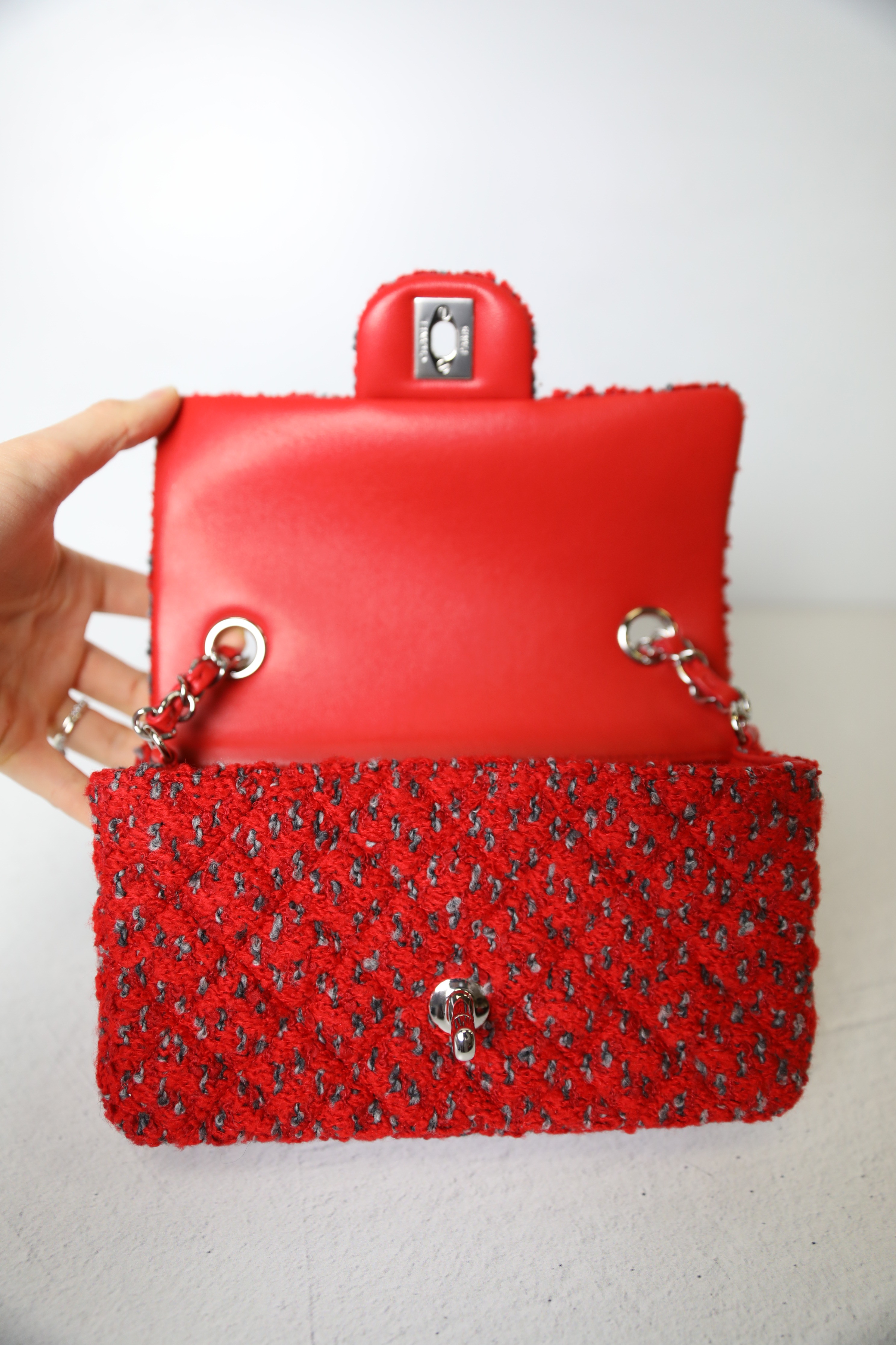 Chanel Classic Mini Rectangular Single Flap, Red Tweed with Silver  Hardware, New in Box WA001 - Julia Rose Boston