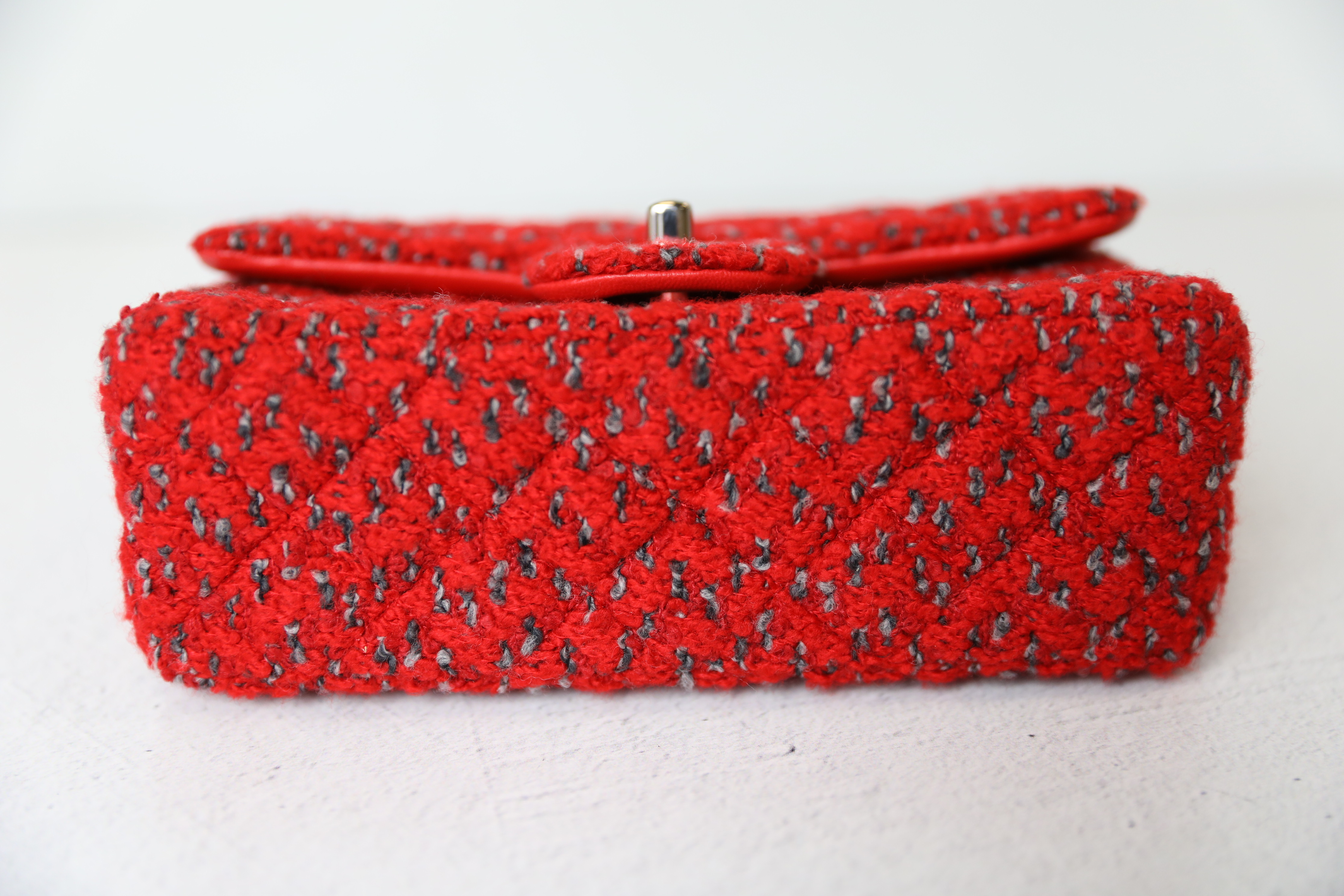 Chanel Classic Mini Rectangular Single Flap, Red Tweed with Silver Hardware,  New in Box WA001 - Julia Rose Boston