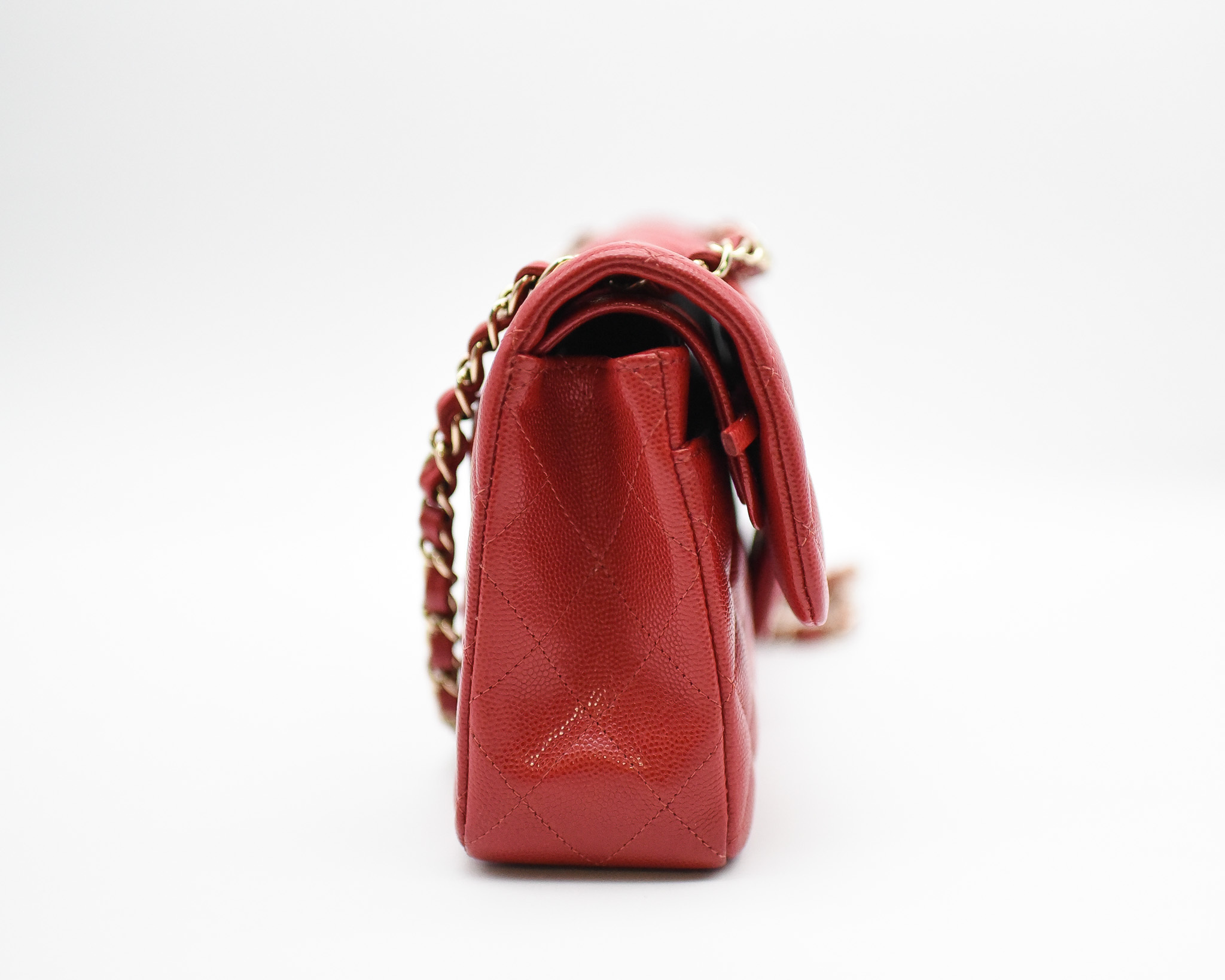 Chanel Classic Flap Small, Red Caviar Leather with Gold Hardware