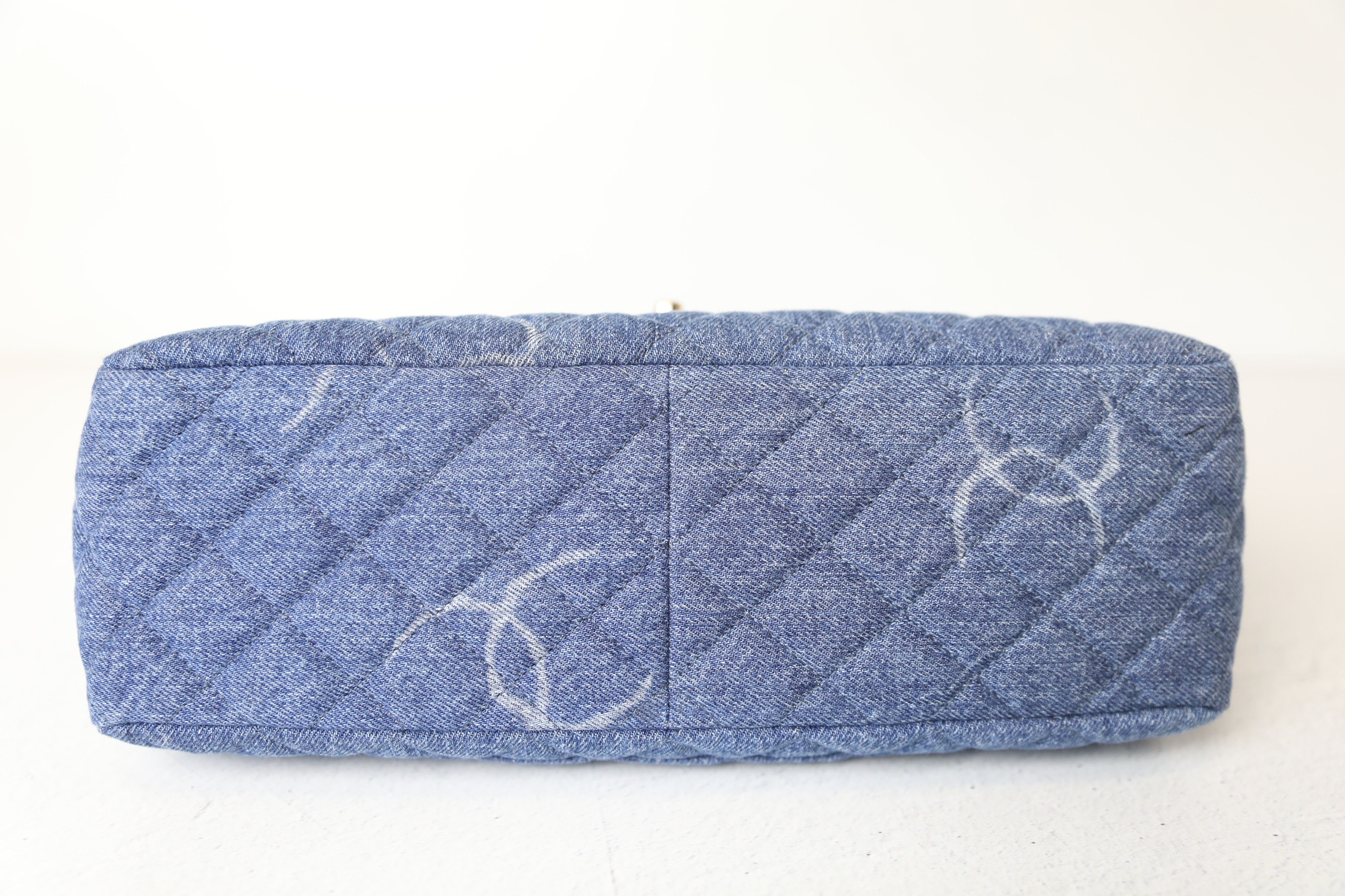 Chanel Jumbo Flap Blue Denim with Silver Hardware Preowned in