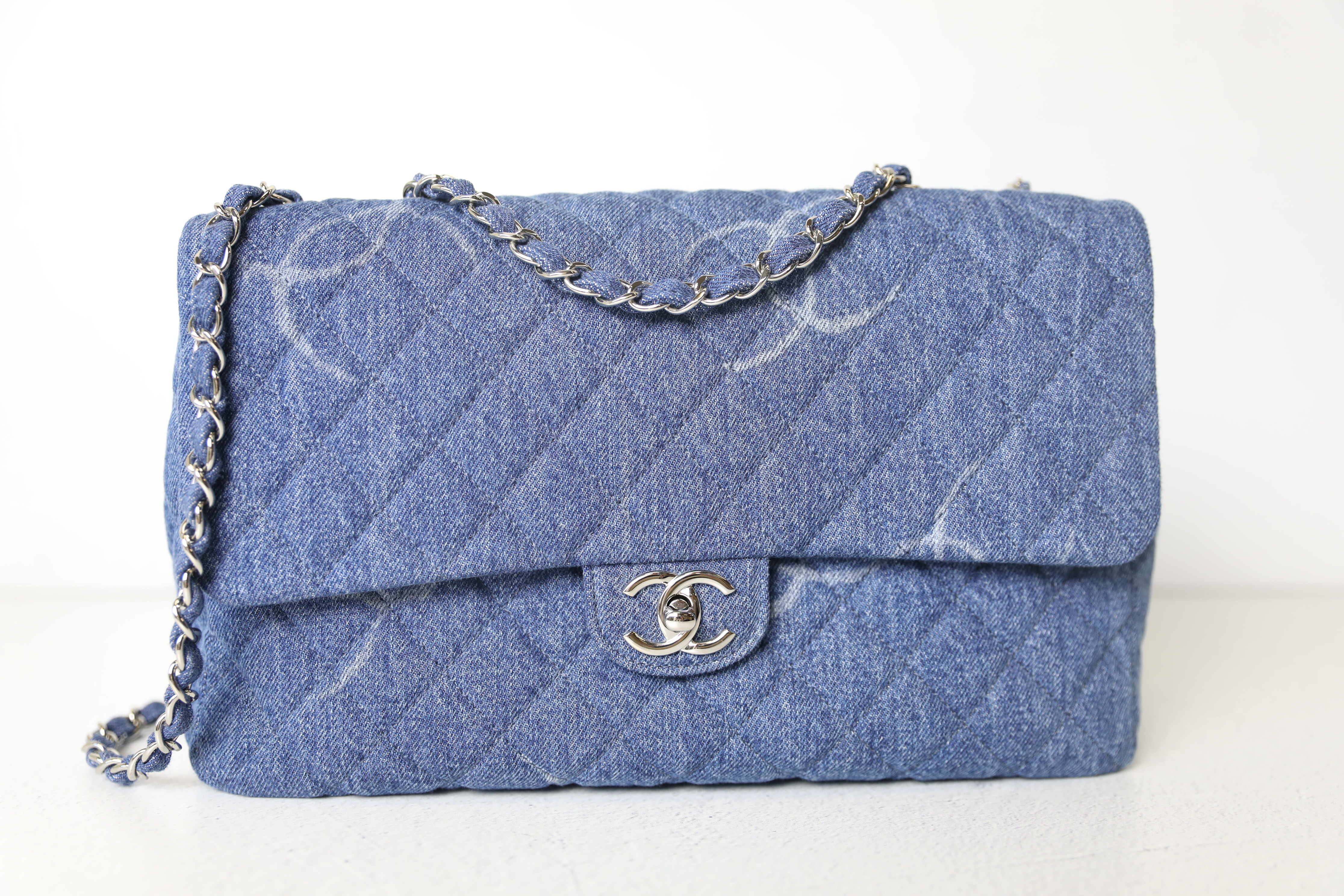 Chanel Jumbo Flap, Blue Denim with Silver Hardware, Preowned in Dustbag  GA006 - Julia Rose Boston
