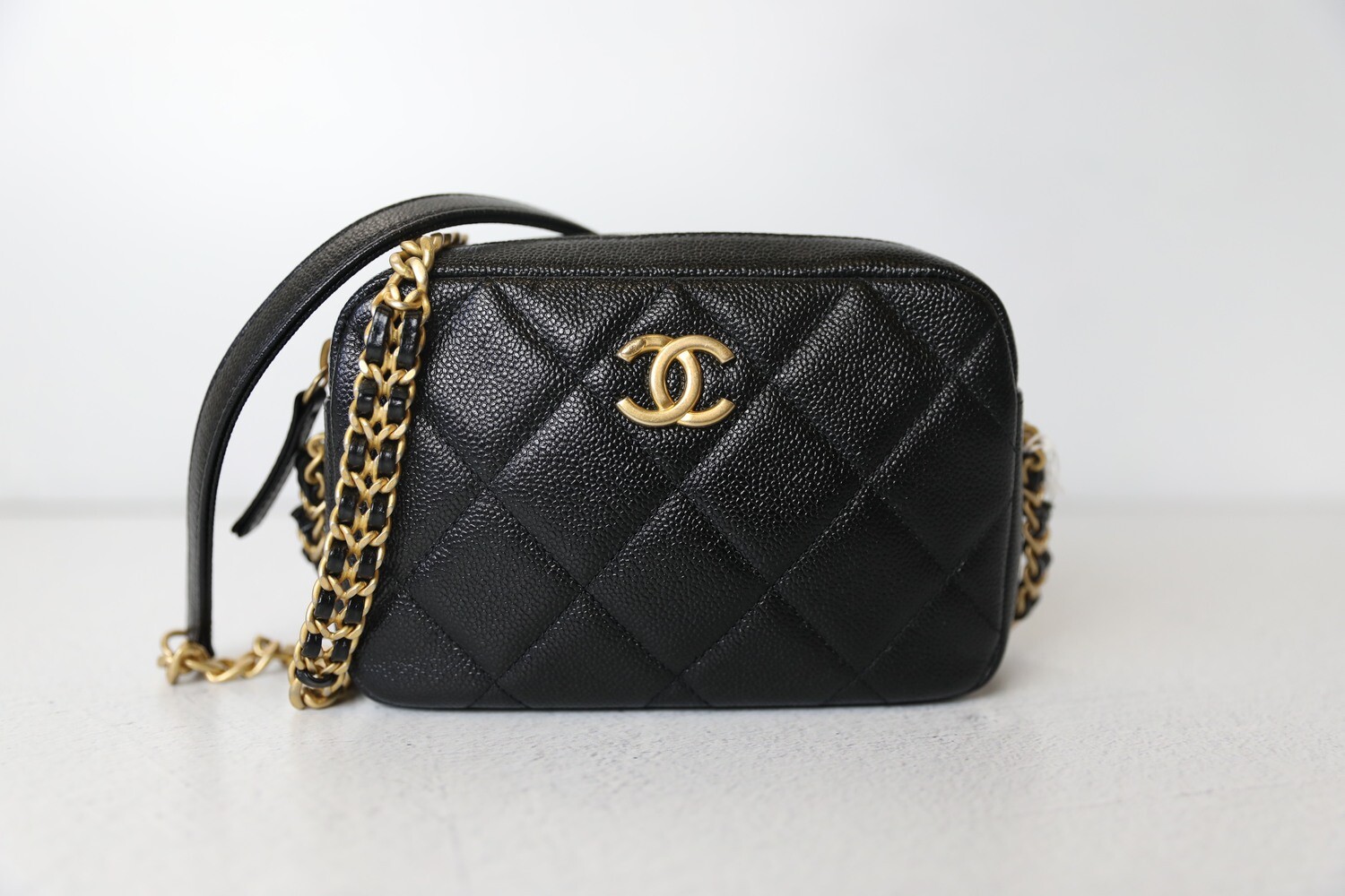 Chanel Melody Camera Bag Mini, Black Caviar with Gold Hardware