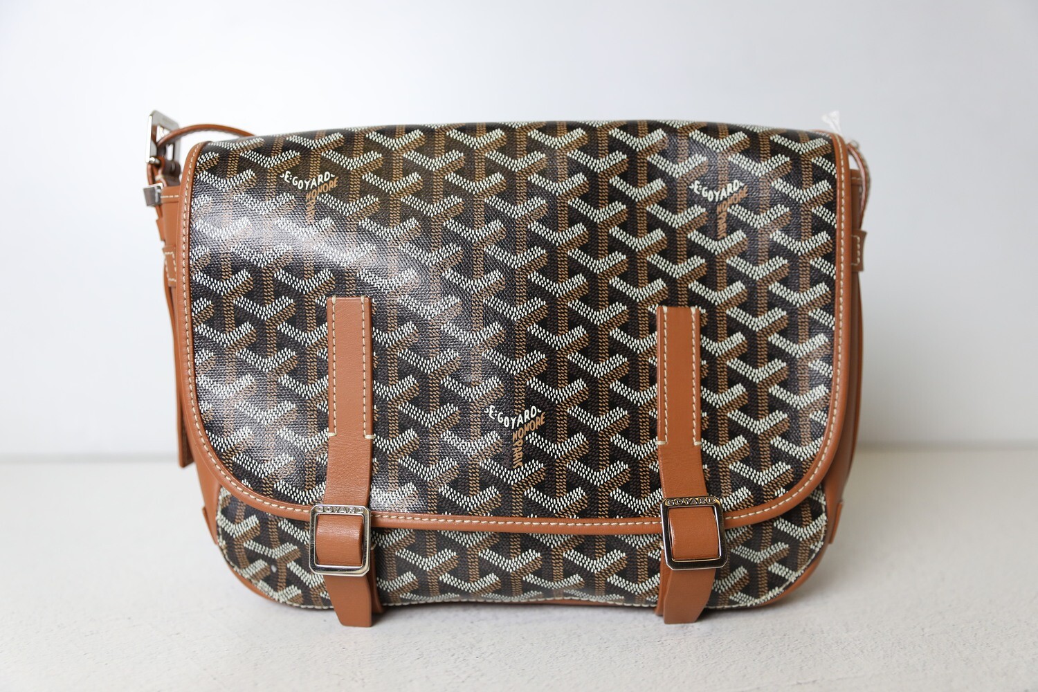 Goyard Belvedere Black Tan, Preowned in Dustbag WA001
