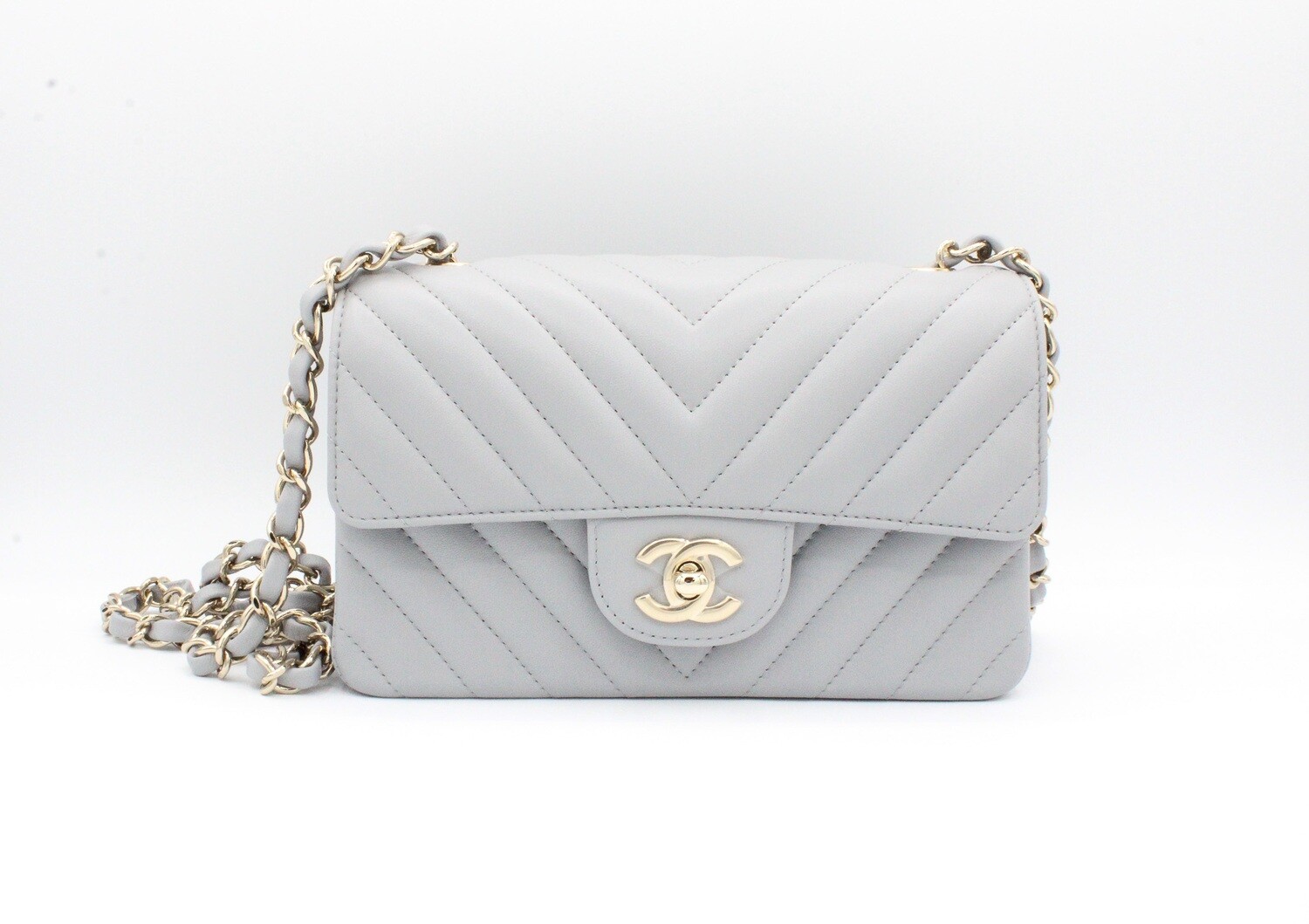 Chanel Mini Grey 20S Chevron with Gold Hardware, New in Dustbag