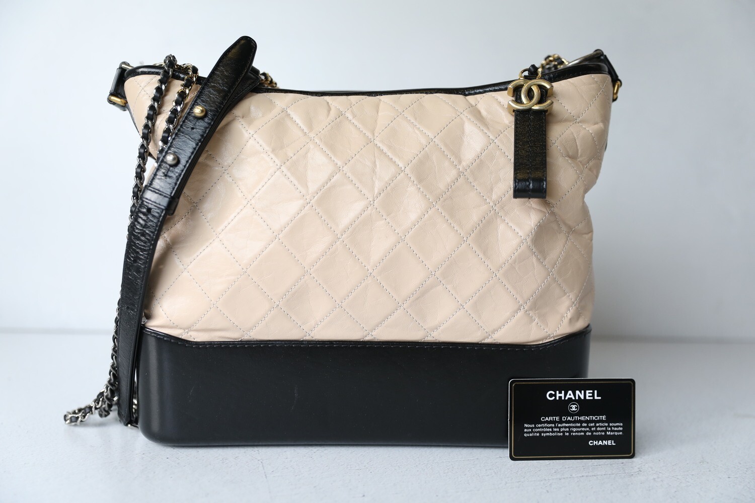 Chanel Gabrielle Wallet on Chain, Beige and Black, Preowned in Dustbag  WA001 - Julia Rose Boston