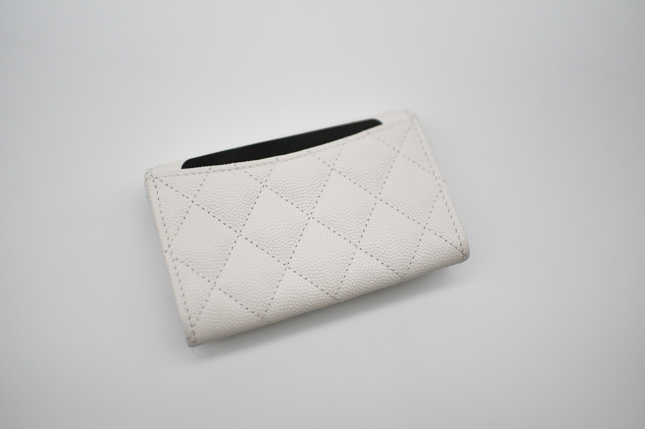Chanel SLG Card Case, White Caviar Leather, Casino, New In Box