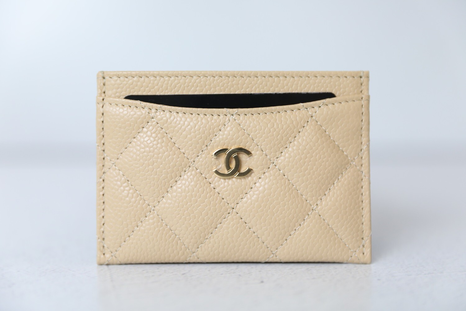 Chanel Flat Cardholder, Beige Caviar with Gold Hardware, New in Box WA001