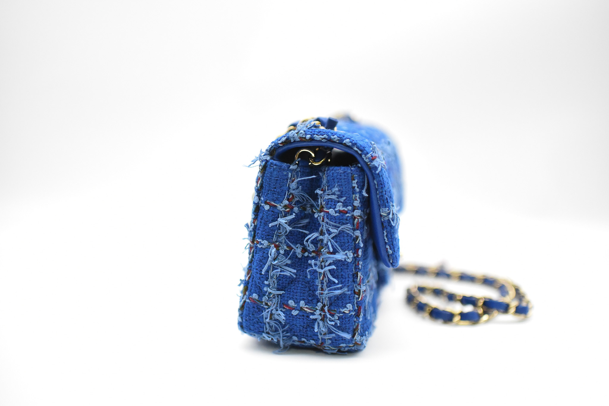 Chanel Blue Suede Handbag Mini Q6B04W2VB9000