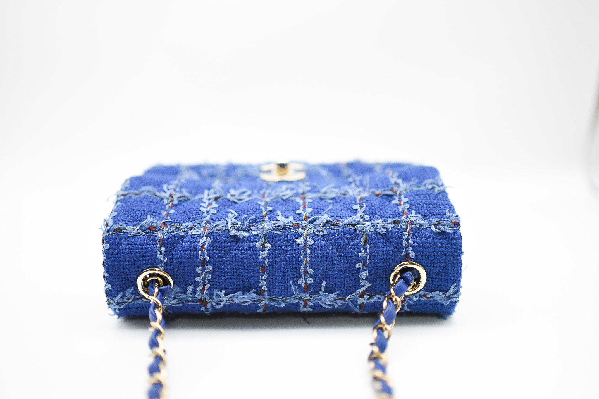 Chanel Classic Mini Rectangular, Blue Tweed with Gold Hardware, New in Box  Ga006