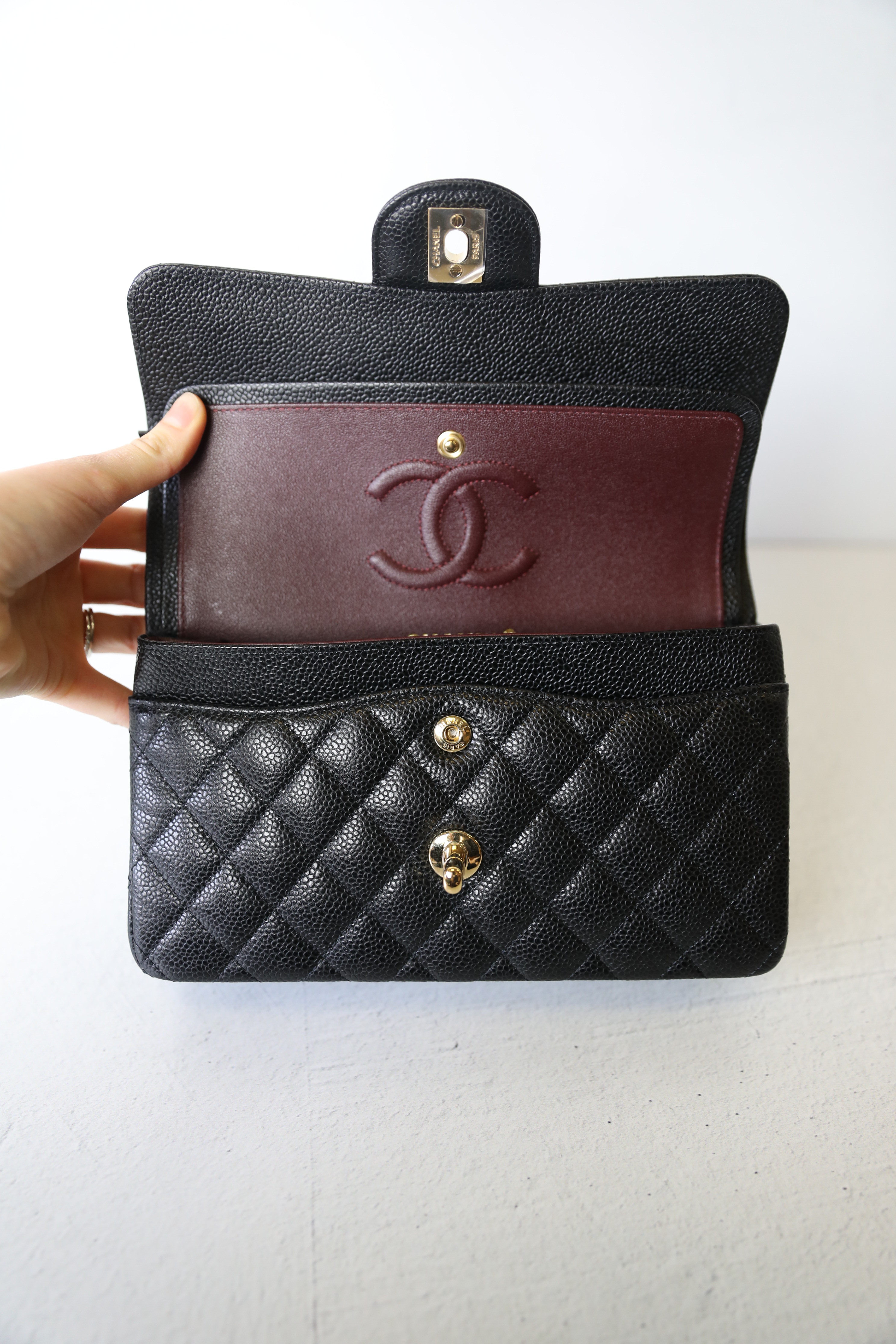 Chanel Classic Small Double Flap, Black Caviar Leather with Gold
