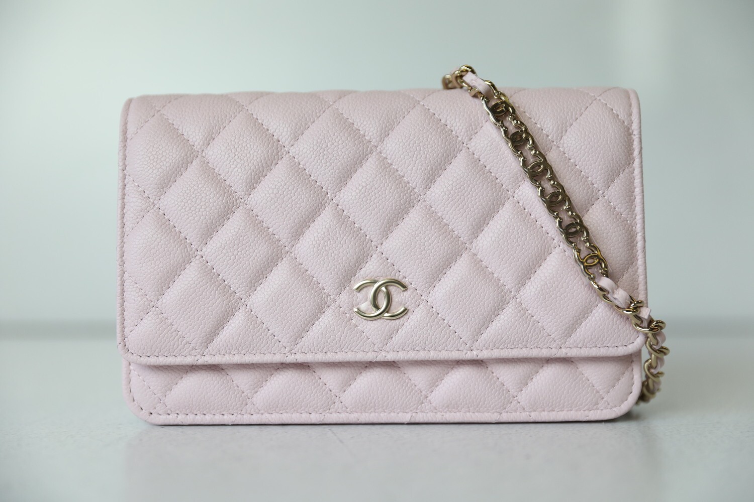 Chanel Wallet on Chain with CC Chain, Pink with Gold Hardware, New
