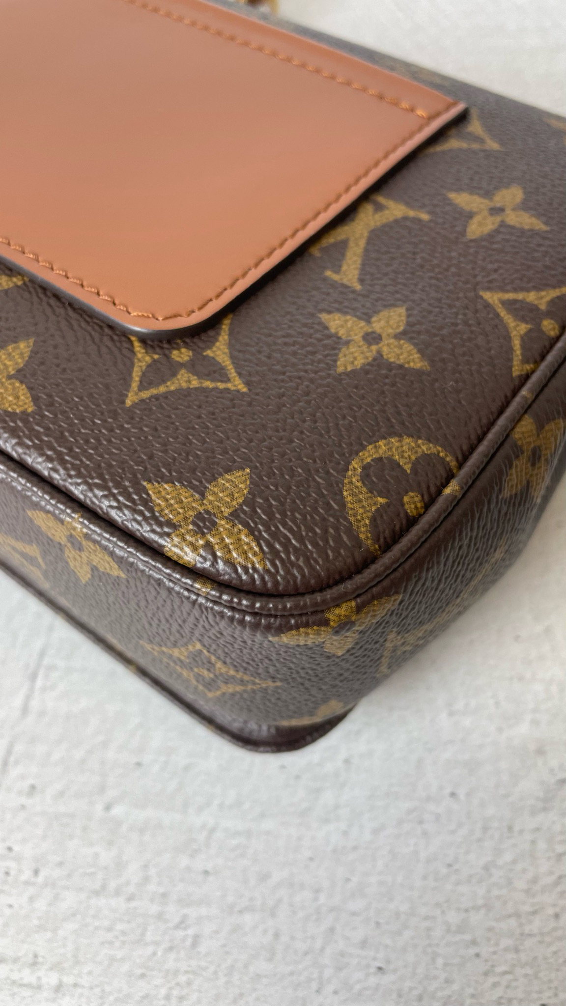 Louis Vuitton Marceau, Monogram and Caramel, Preowned in Dustbag WA001