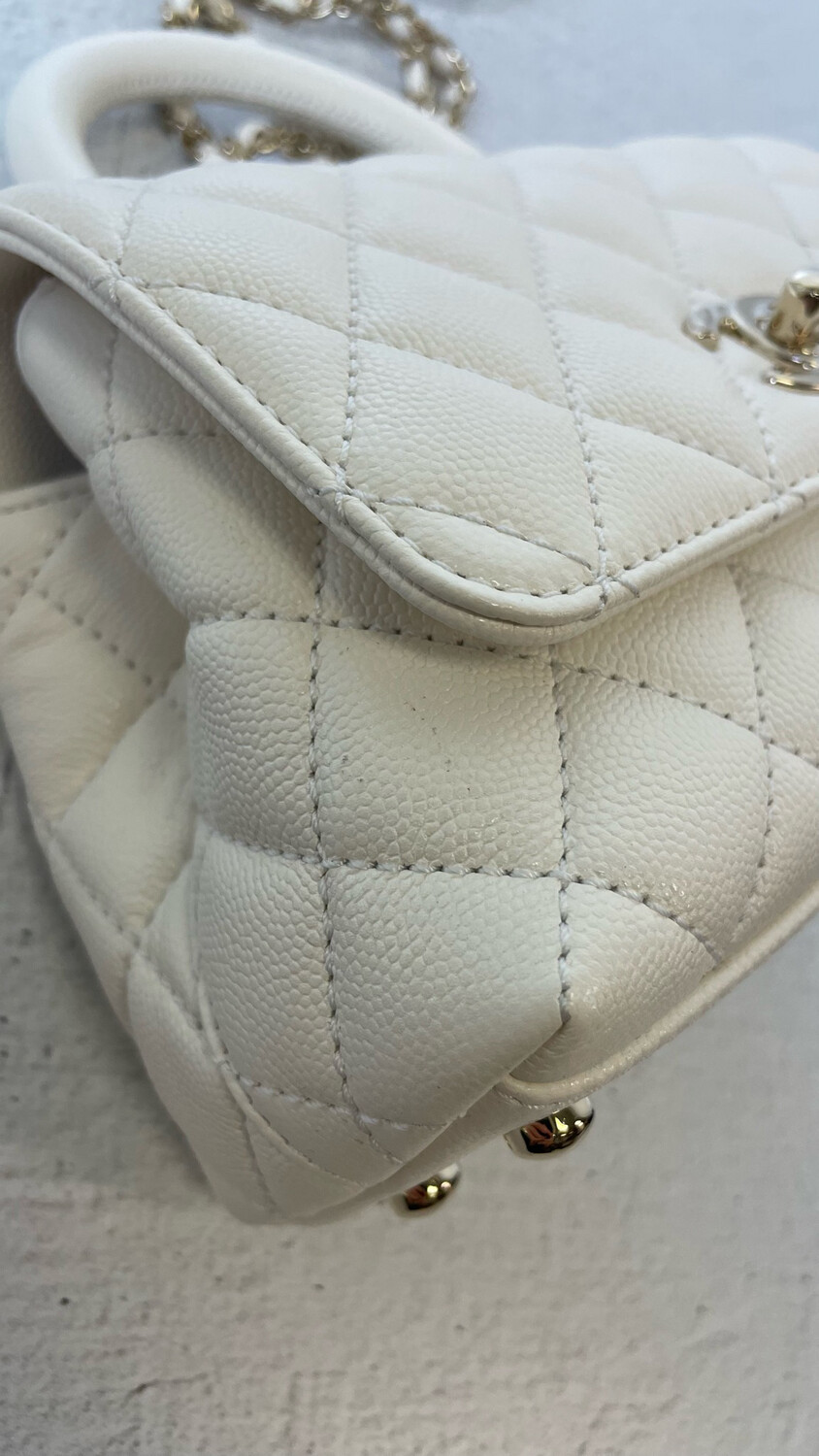 Chanel coco online handle mini white
