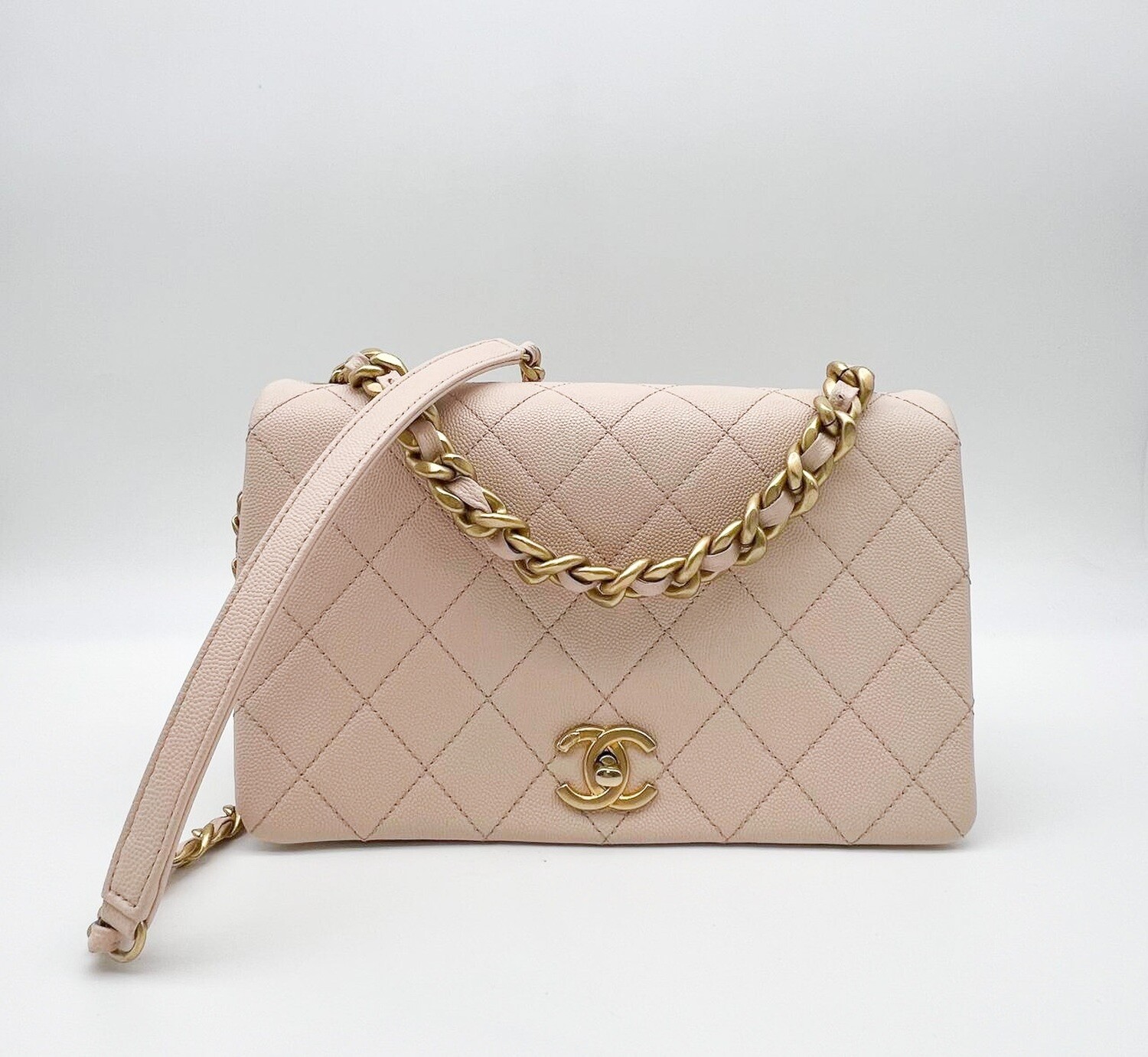 Chanel Fashion Therapy Flap, Medium, Beige Caviar Leather, Brushed Gold  Hardware, Preowned in Dustbag MA001
