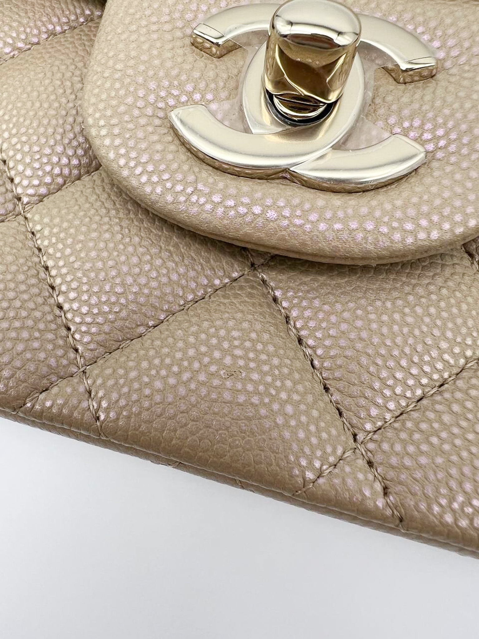 Chanel Classic Medium Double Flap, Iridescent Dark Beige Caviar Gold  Hardware, Preowned in Box MA001 - Julia Rose Boston