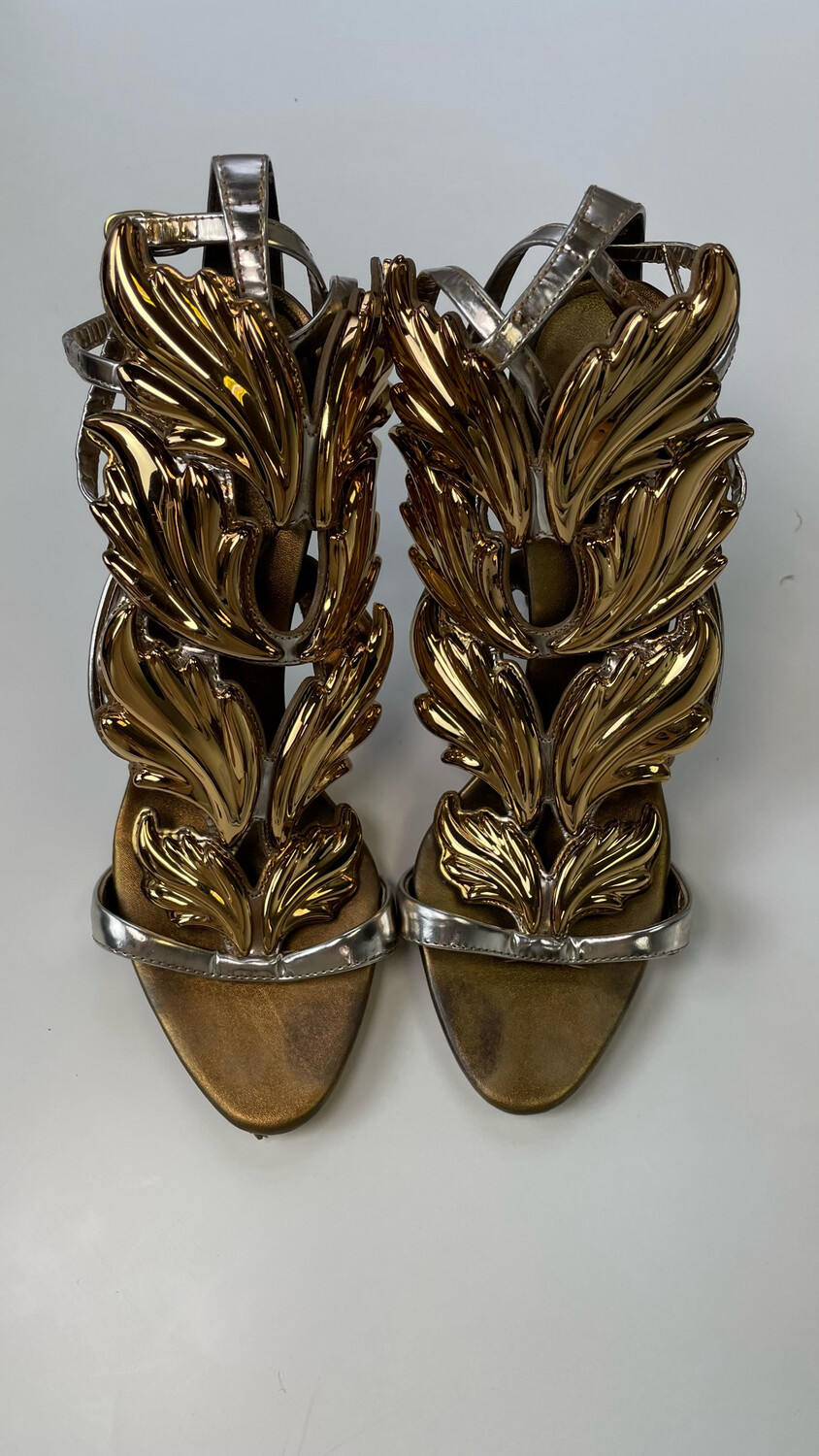 Giuseppe Zanotti Shoes, Gold Wings, Size 38.5, Preowned WA001