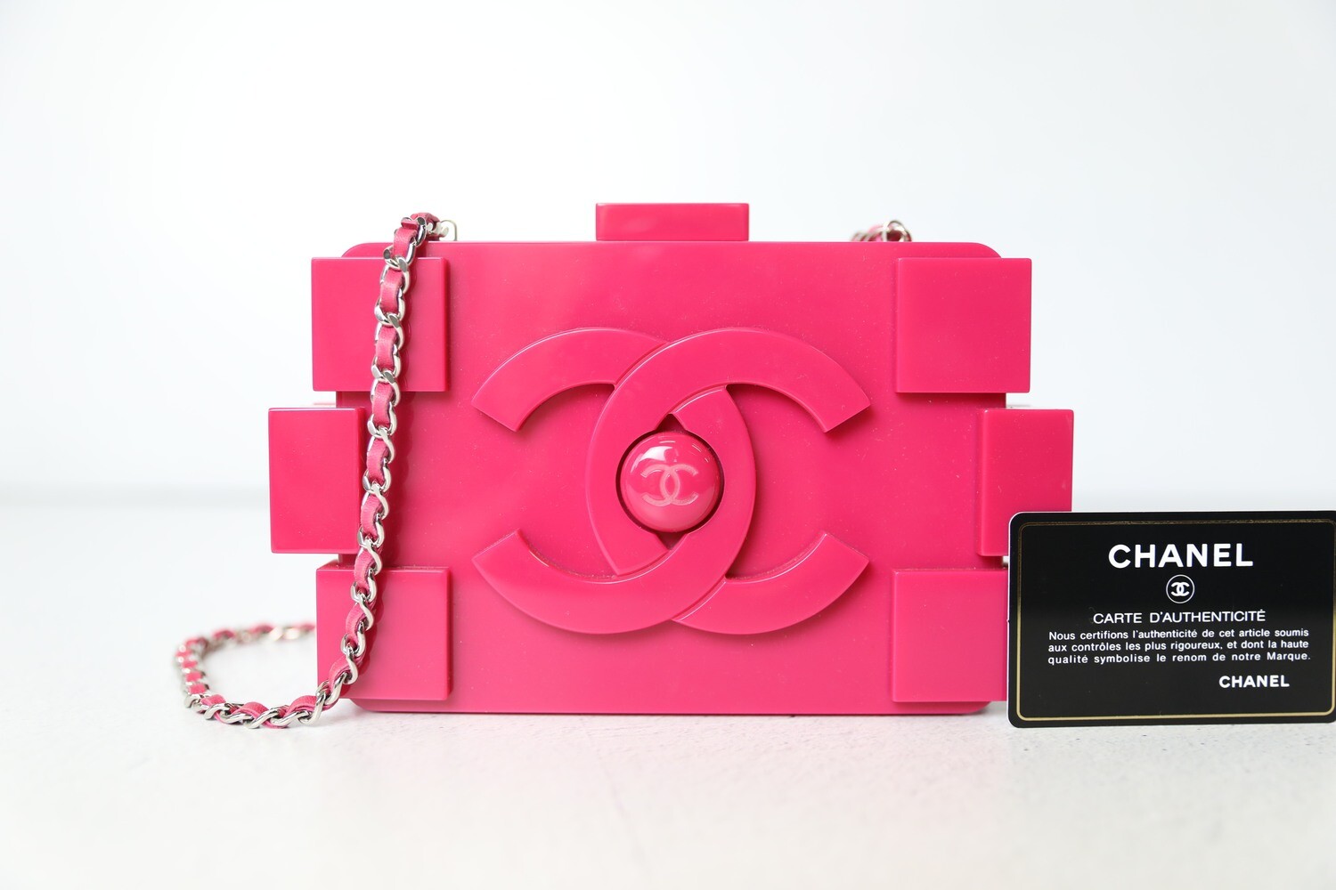 Chanel Lego Brick Bag, Bright Pink with Silver Hardware, Preowned in  Dustbag WA001