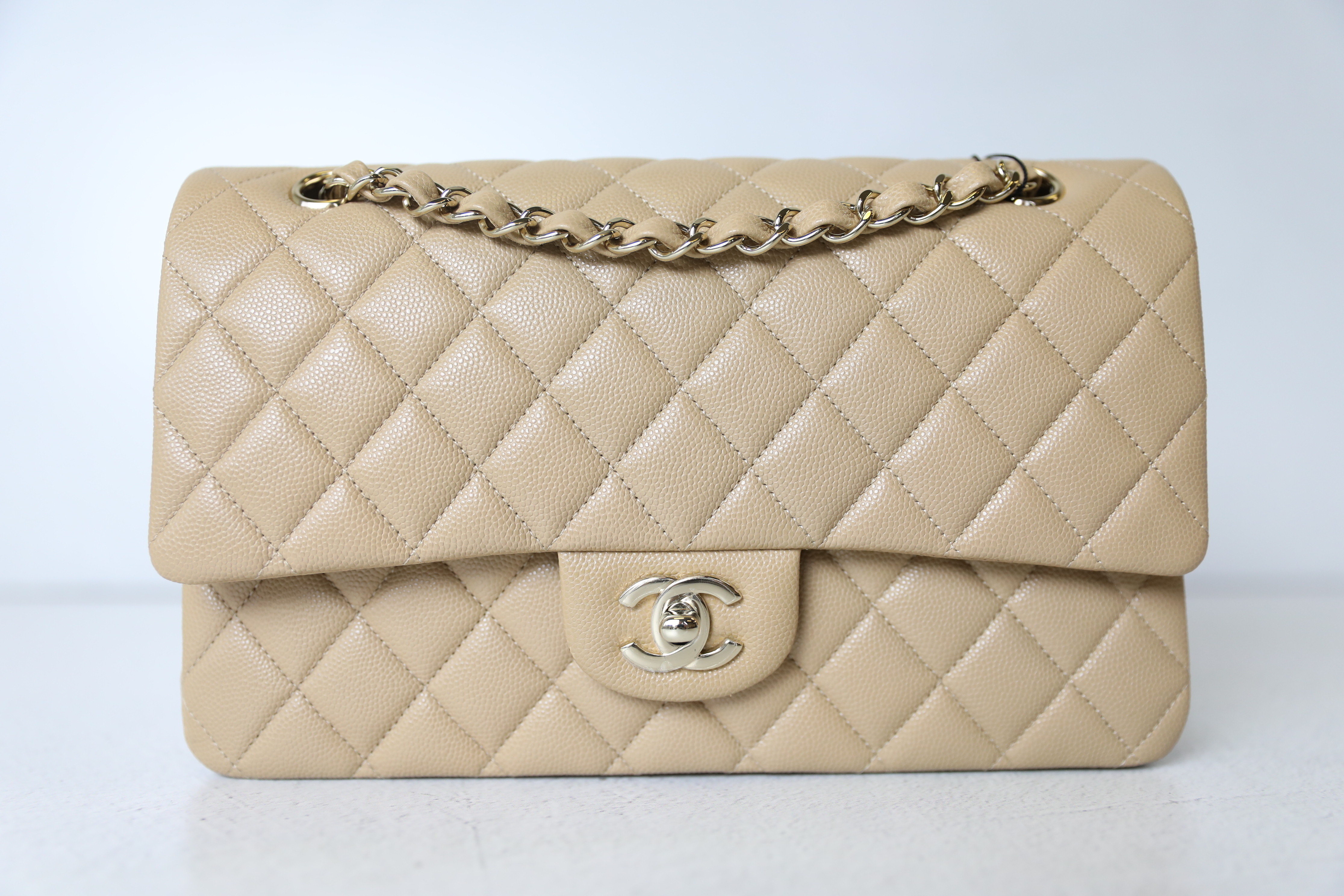 Chanel Classic Medium Double Flap, 22C Beige Caviar Leather, Gold Hardware,  New in Box WA001 - Julia Rose Boston