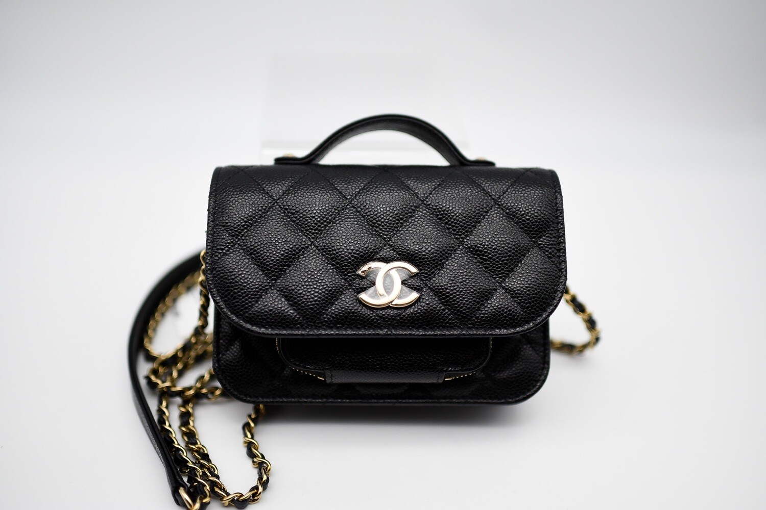 Chanel Business Affinity Clutch with Chain Flap, 23P Black Caviar Leather  with Gold Hardware, New in Box MA001