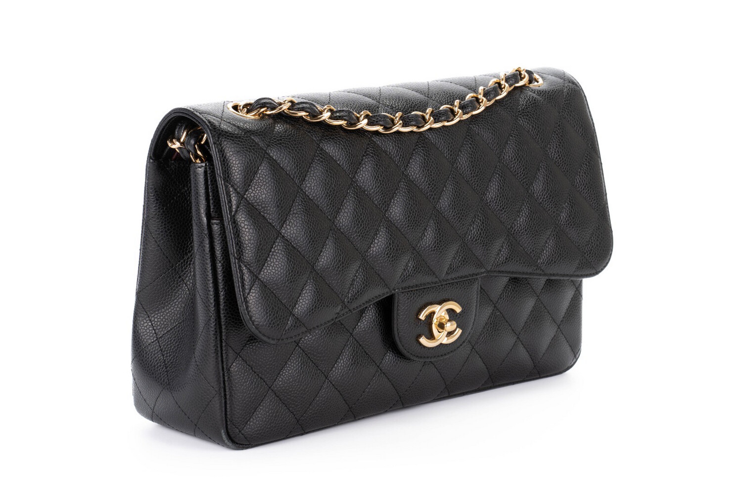 Chanel Classic Jumbo Double Flap, Black Caviar Leather, Gold Hardware, Preowned - No Dustbag (Ships From London)