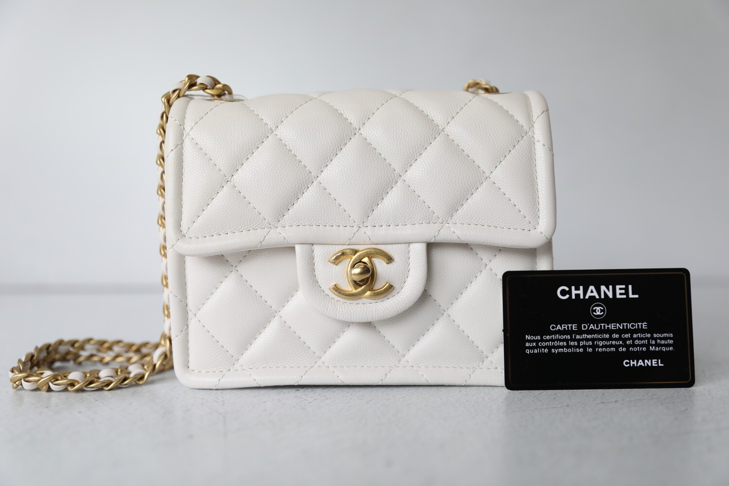 Chanel Sweet Mini Flap, White with Gold Hardware, Preowned in Box WA001