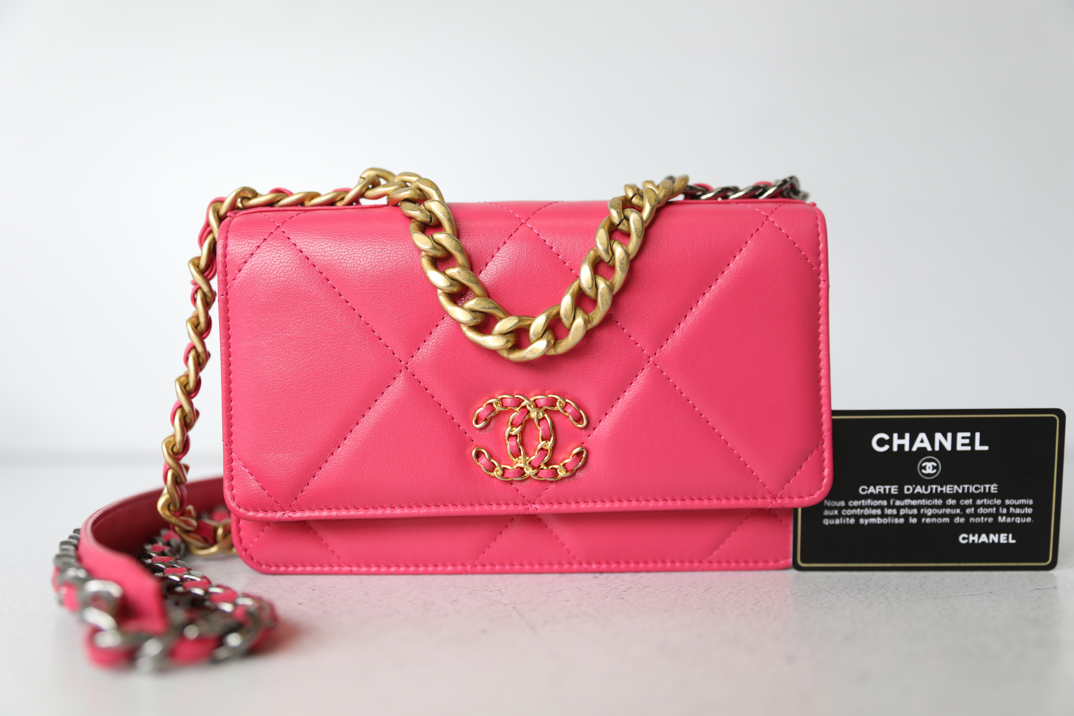 Chanel 19 Wallet on Chain WOC Dark Beige Caramel Lambskin Mixed Hardwa –  Coco Approved Studio