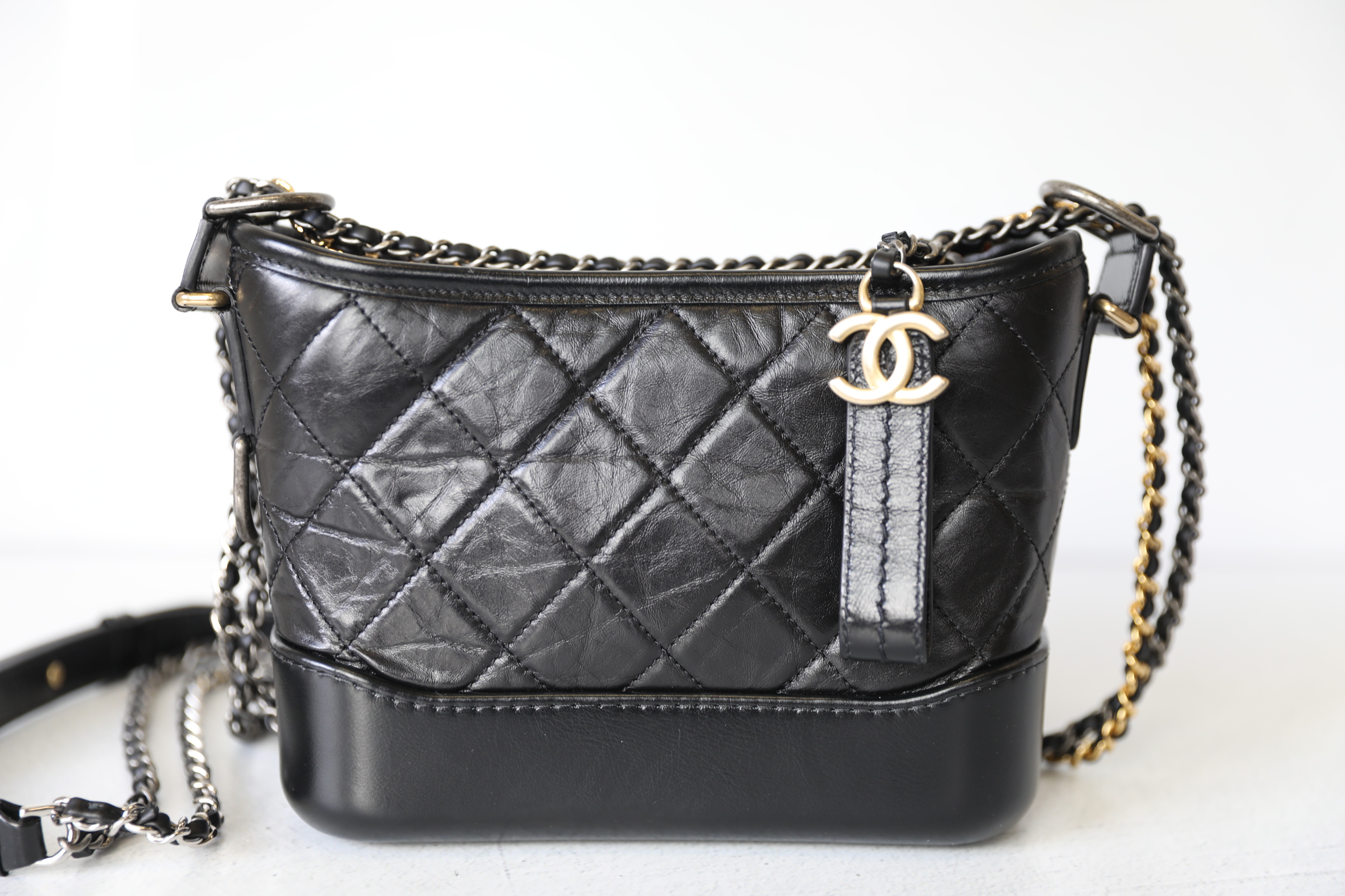 CHANEL, Bags, Chanel Aged Calfskin Quilted Small Gabrielle Hobo Black