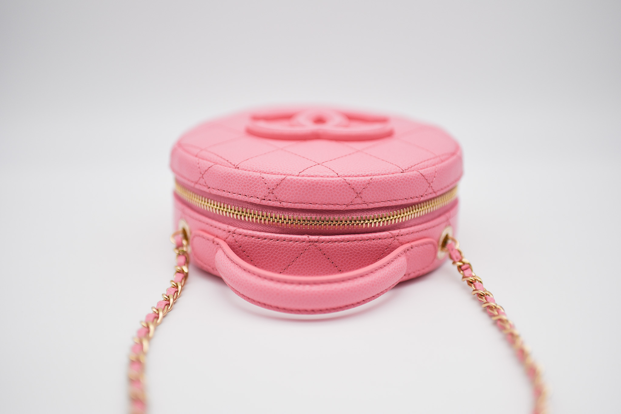 Chanel Round Top Handle Bag, Pink Caviar Leather, Gold Hardware, New in Box  MA001