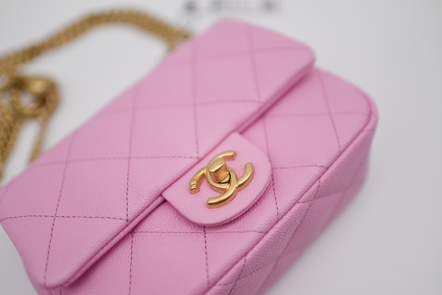 Chanel Seasonal Sweetheart Mini Flap, Pink Caviar Leather, Gold