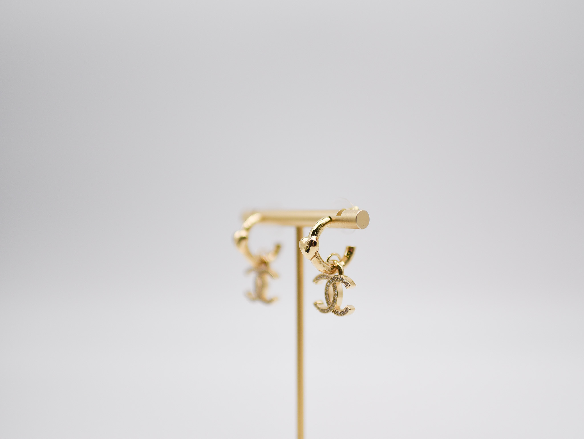Chanel Earrings CC Drop with Hammered Heart Hoop, Gold Hardware, New in Box  MA001 - Julia Rose Boston