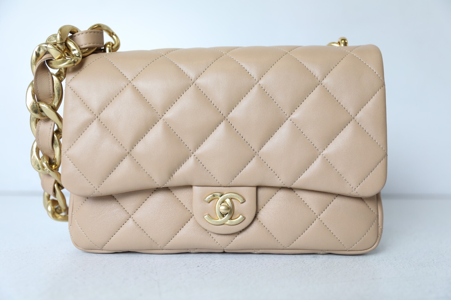 Chanel Funky Town Flap Large, Beige with Gold Hardware, Preowned in Box  WA001