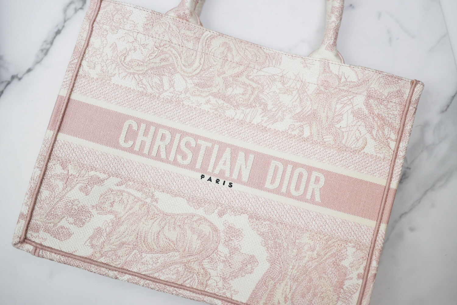 Christian Dior Book Tote Medium, Pink Toile De Jouy, Preowned in Dustbag  WA001 - Julia Rose Boston